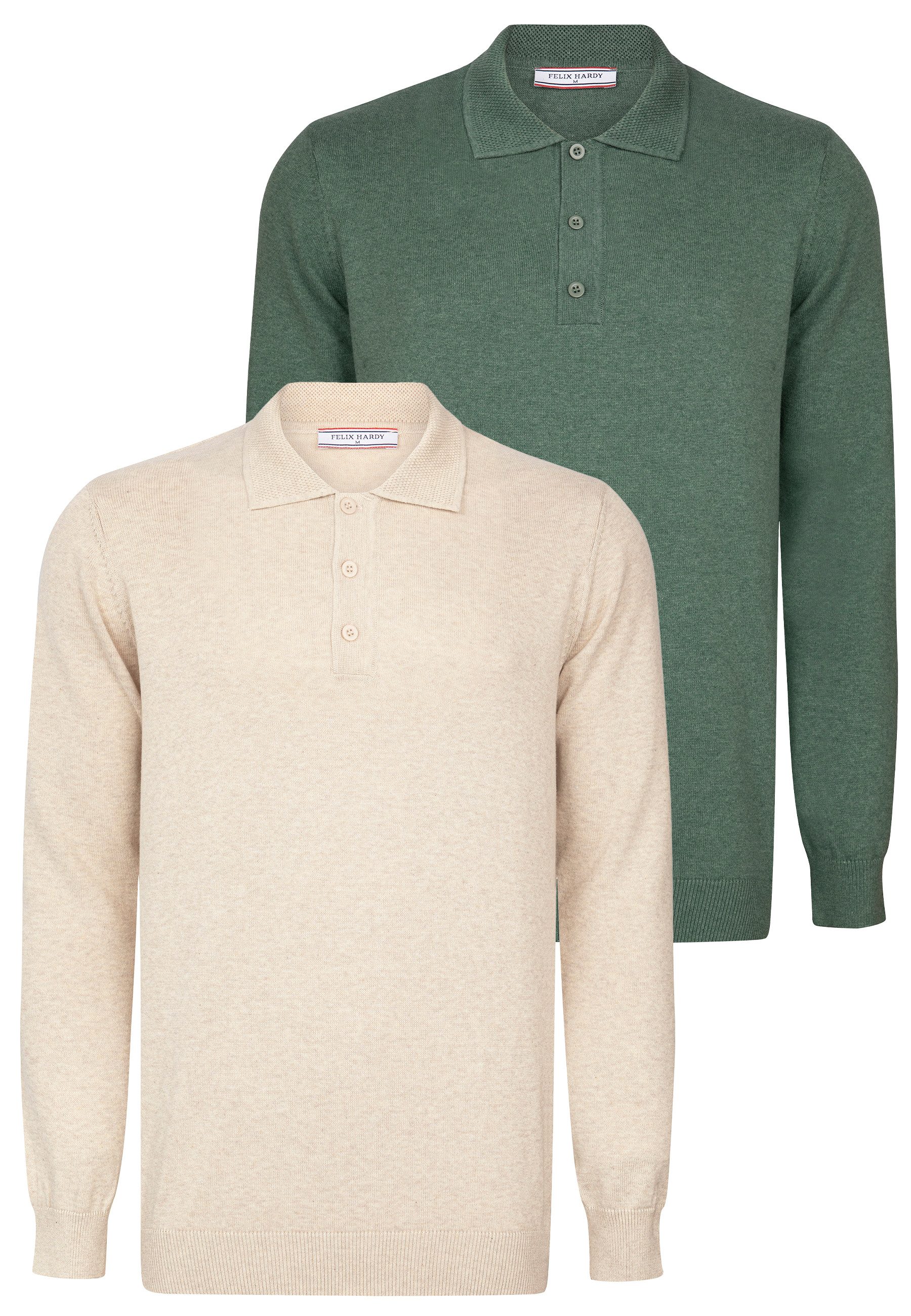 Polokragenpullover Pullover mit Polo-Kragen 2er-Pack
