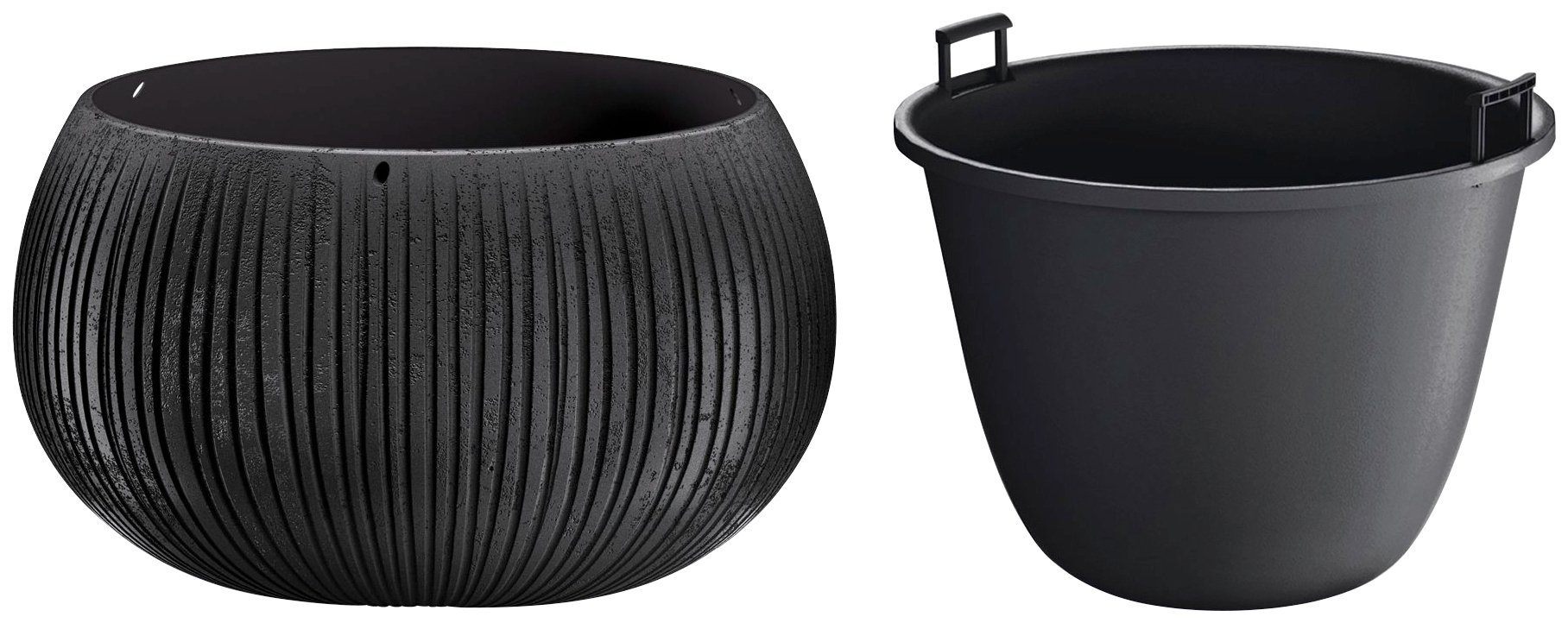 Prosperplast Blumentopf Beton Bowl (1 St), Ø37cm x 21,8cm, Moderne schwarze  Betonoptik | Pflanzkübel