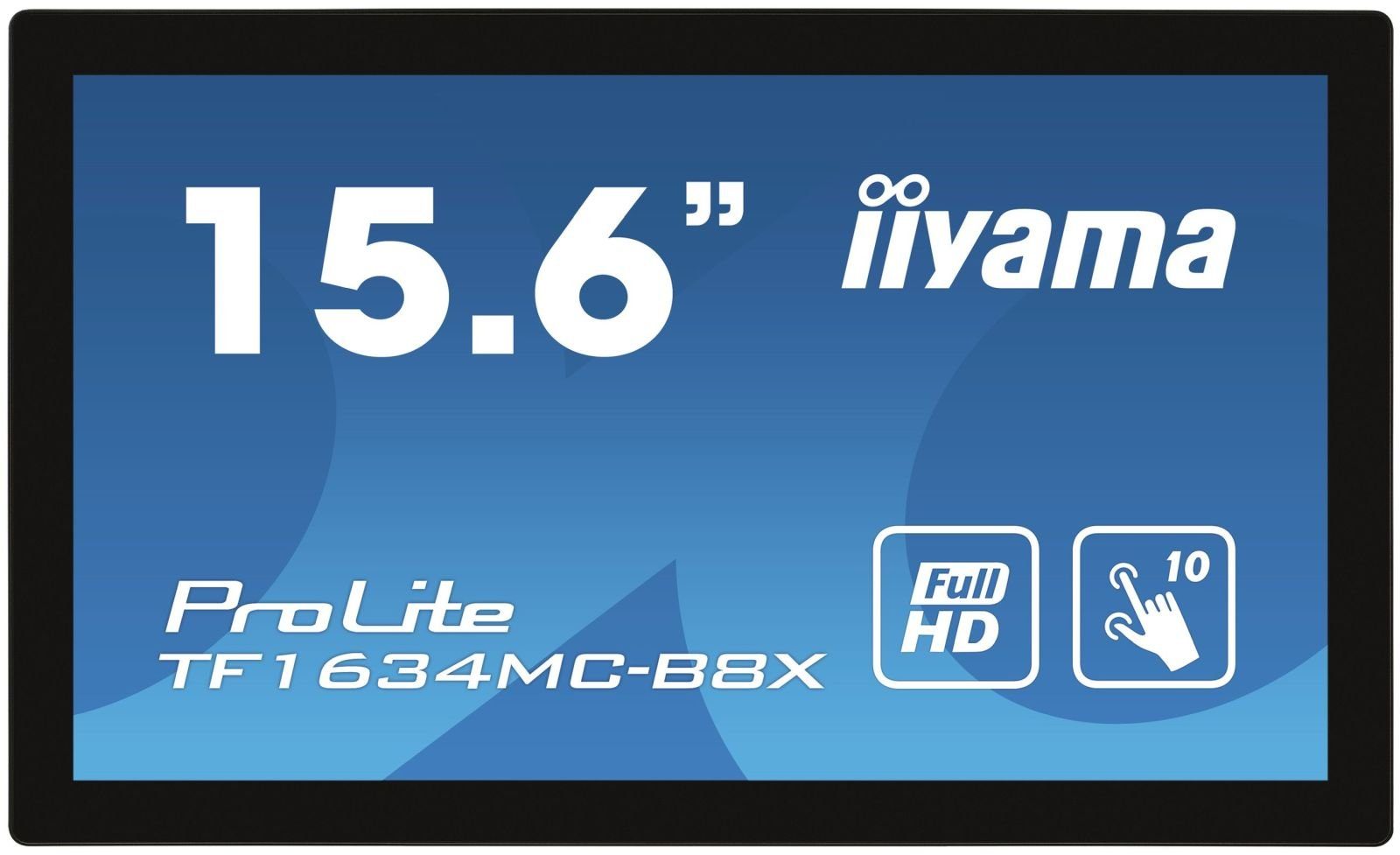 Iiyama TF1634MC-B8X 15.6IN IPS TFT-Monitor (1920 x 1080 px, Full HD, 25 ms Reaktionszeit, 60 Hz, IPS, Touchscreen, Eingebautes Mikrofon, HDCP)