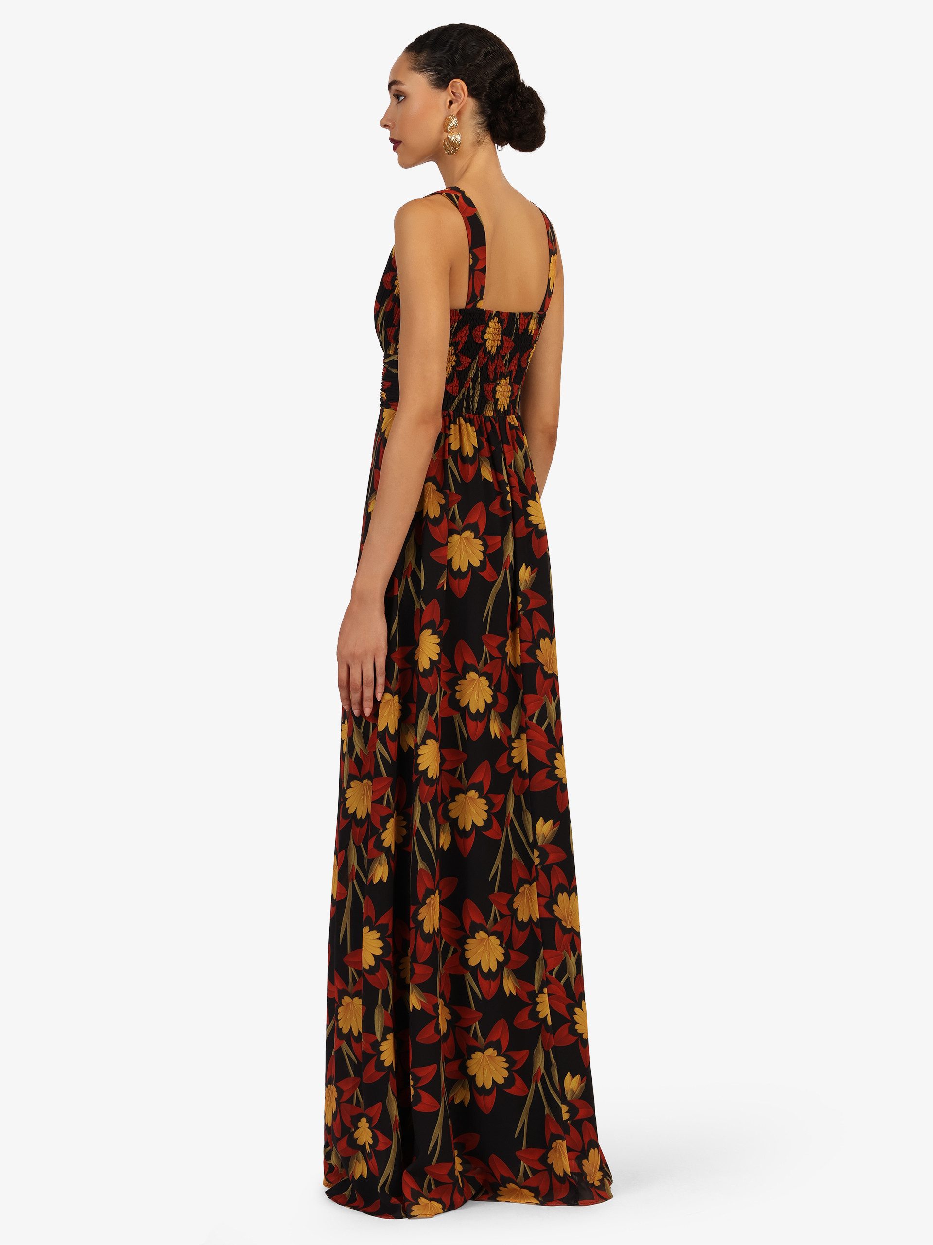 Kraimod Abendkleid mit Plisseefalten und floralem Muster