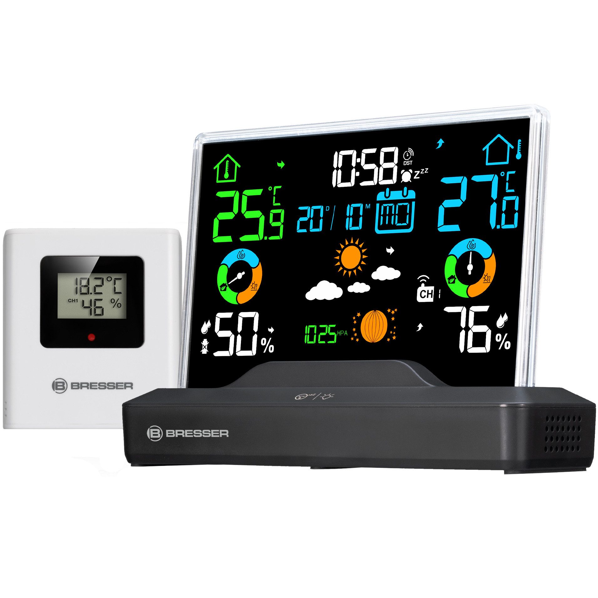 Wetterstation BRESSER Funk-Farbwetterstation mit rahmenlosem Display