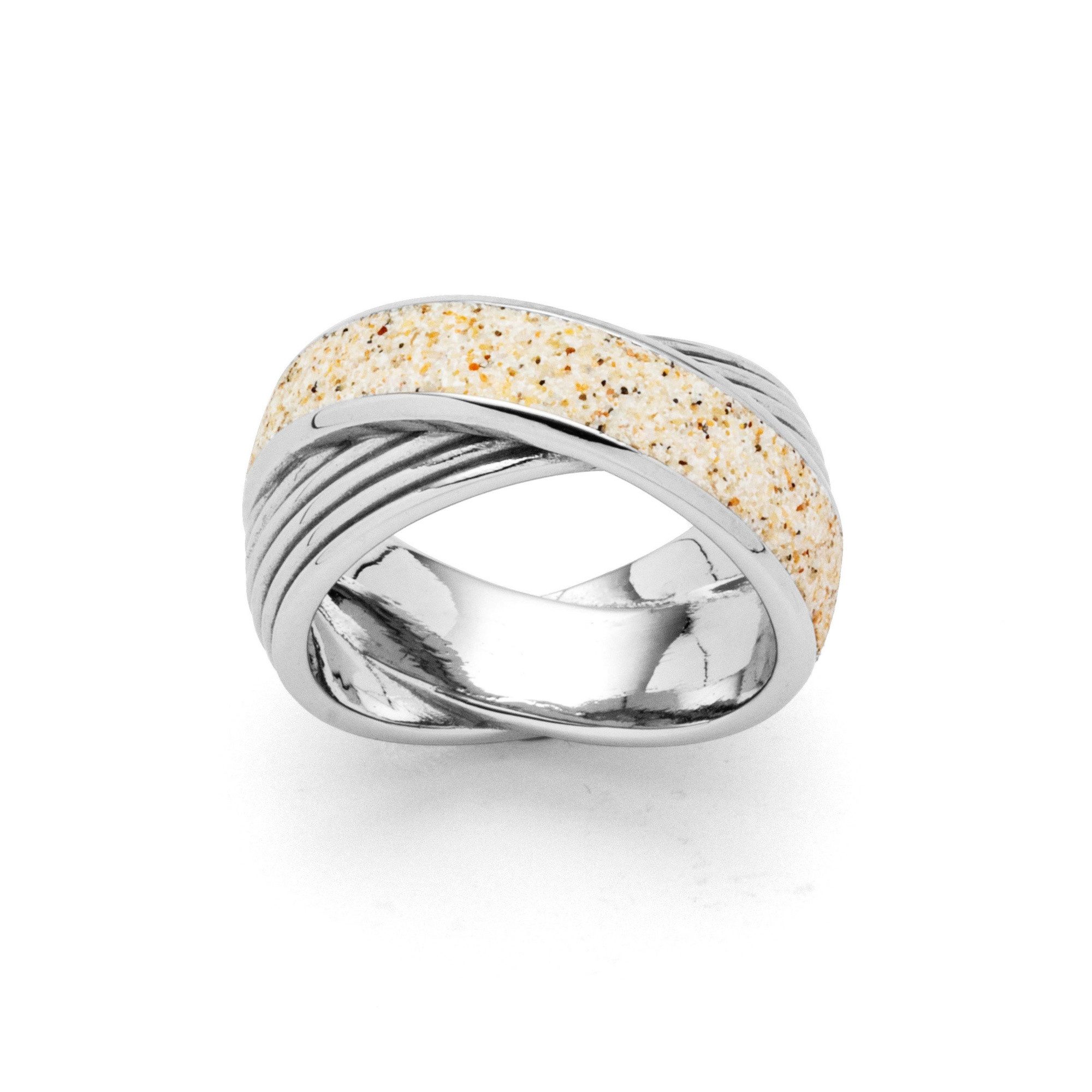 DUR Fingerring STEEL Ring Twinfinity STR1009SA Edelstahl Strandsand® Gr. 60 (19,1)