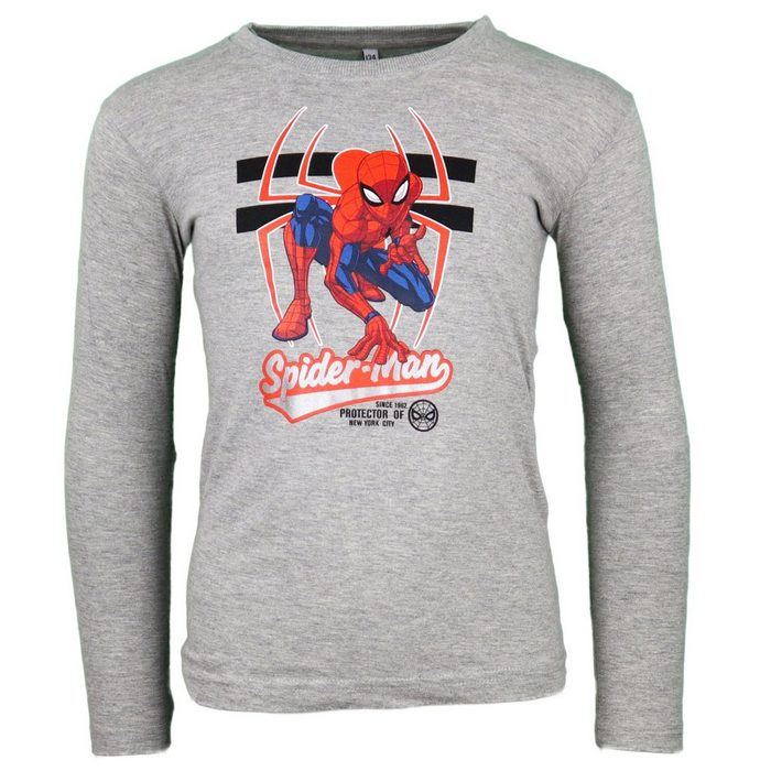 MARVEL Langarmshirt Spider-Man Kinder Shirt in Grau Gr. 104 bis 134 in Grau