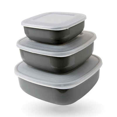 Pro Home Vorratsdose Stapelbar "eckig", Kunststoff, (9-tlg., 3 x 3er Set), Frischhaltedosen mit Deckel, Meal Prep Boxen, Aufbewahrungsbox
