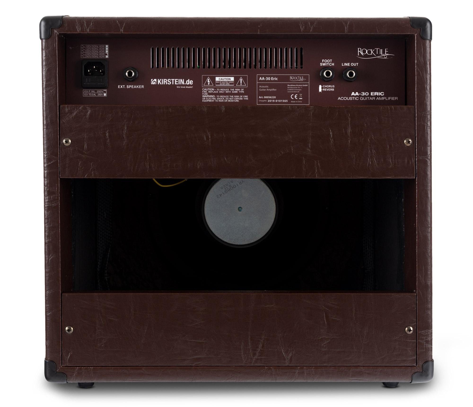 Rocktile AA-30 Eric Akustikverstärker Verstärker (Anzahl Kanäle: 2 (Mikrofon und Gitarre), 30 W, Comboverstärker - 4-Band EQ - Reverb-Effekt für Gesang und Gita – Bild 5 von 5