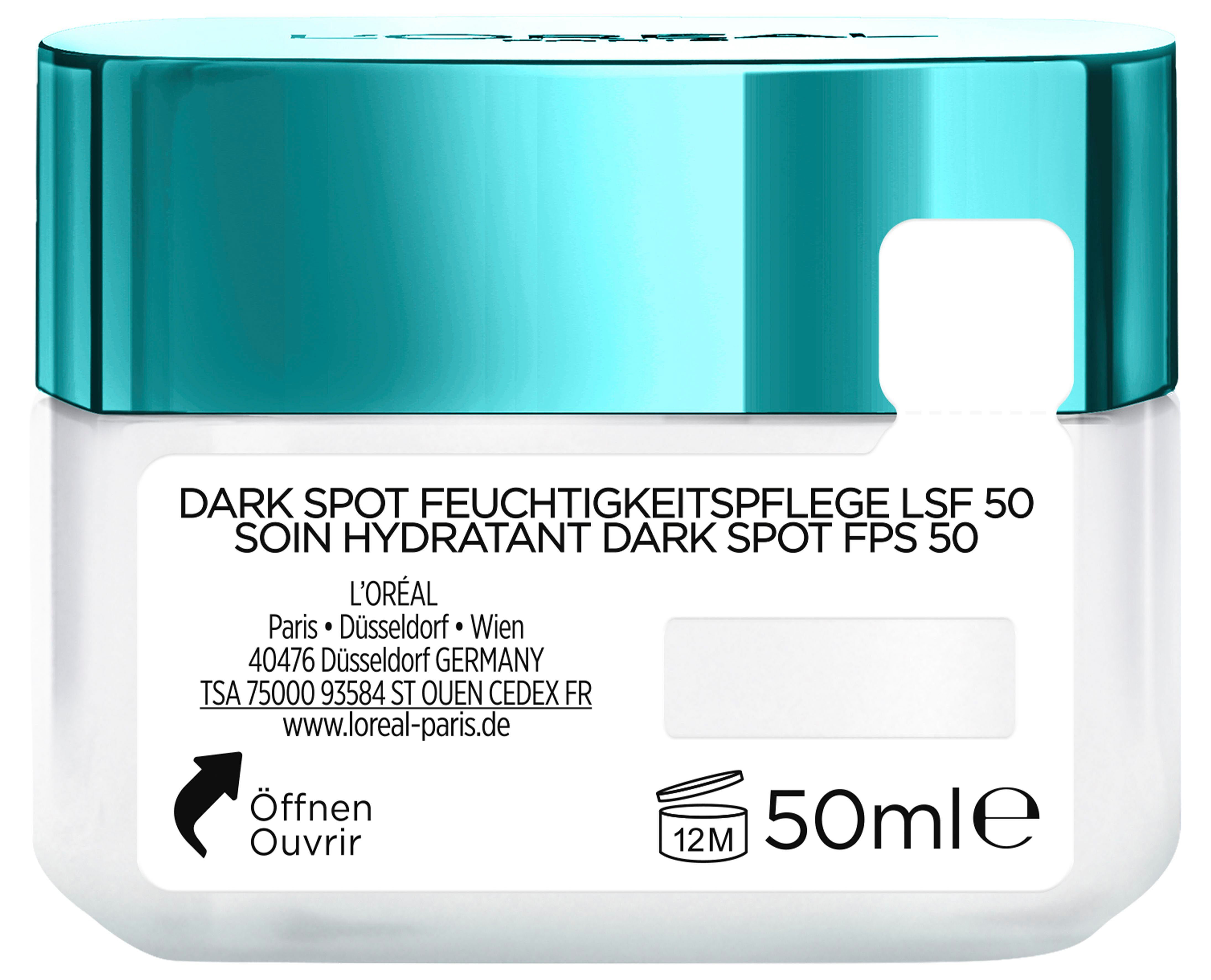 L'ORÉAL PARIS Gesichtsfluid BRIGHT REVEAL DARK SPOT FEUCHTIGKEITSPFLEGE LSF 50, angereichert mit Vitamin C und Vitamin E