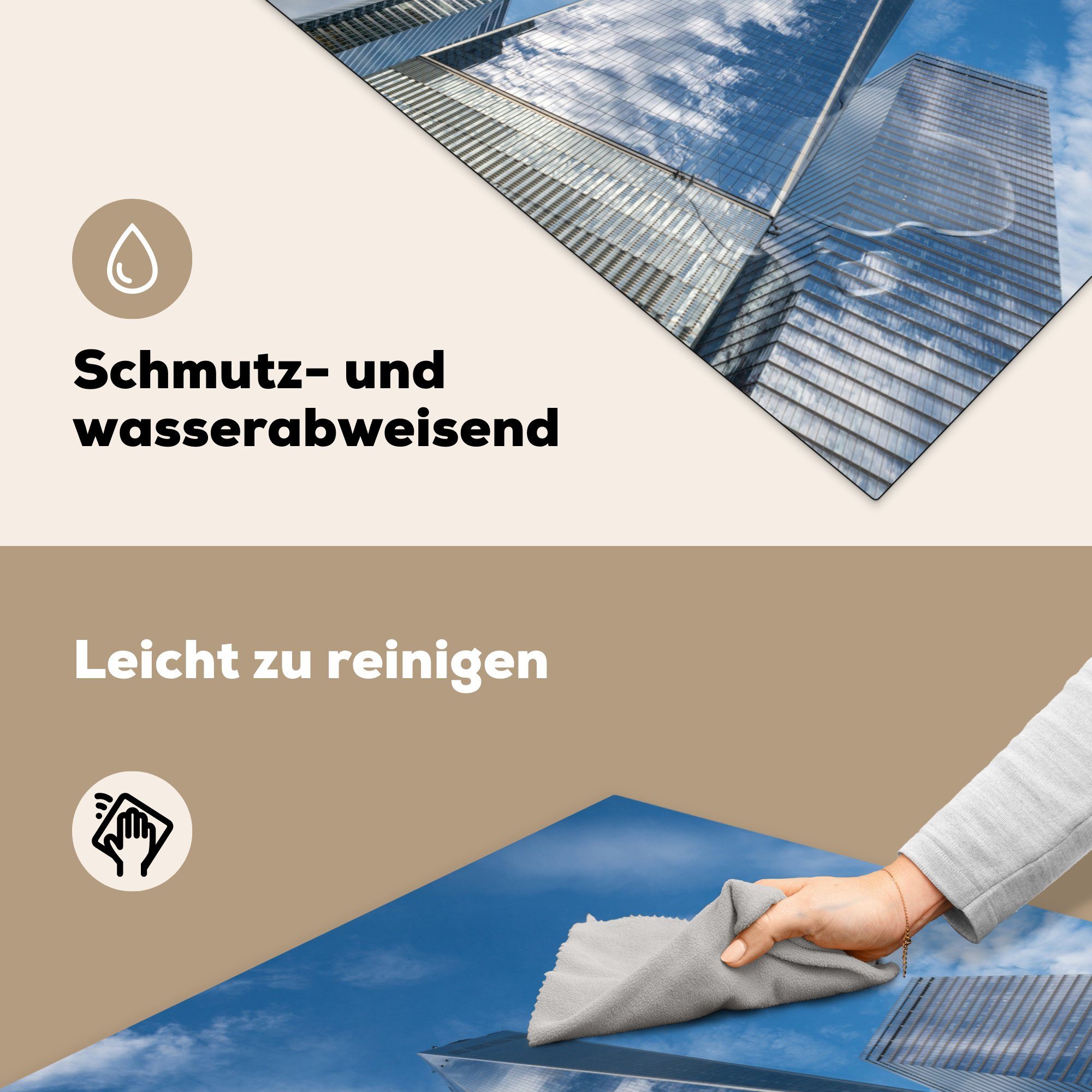 Ceranfeldabdeckung, Trade Herdblende-/Abdeckplatte Arbeitsplatte Center küche 78x78 MuchoWow Vinyl, (1 World Spiegel, - cm, für - tlg), Wolken