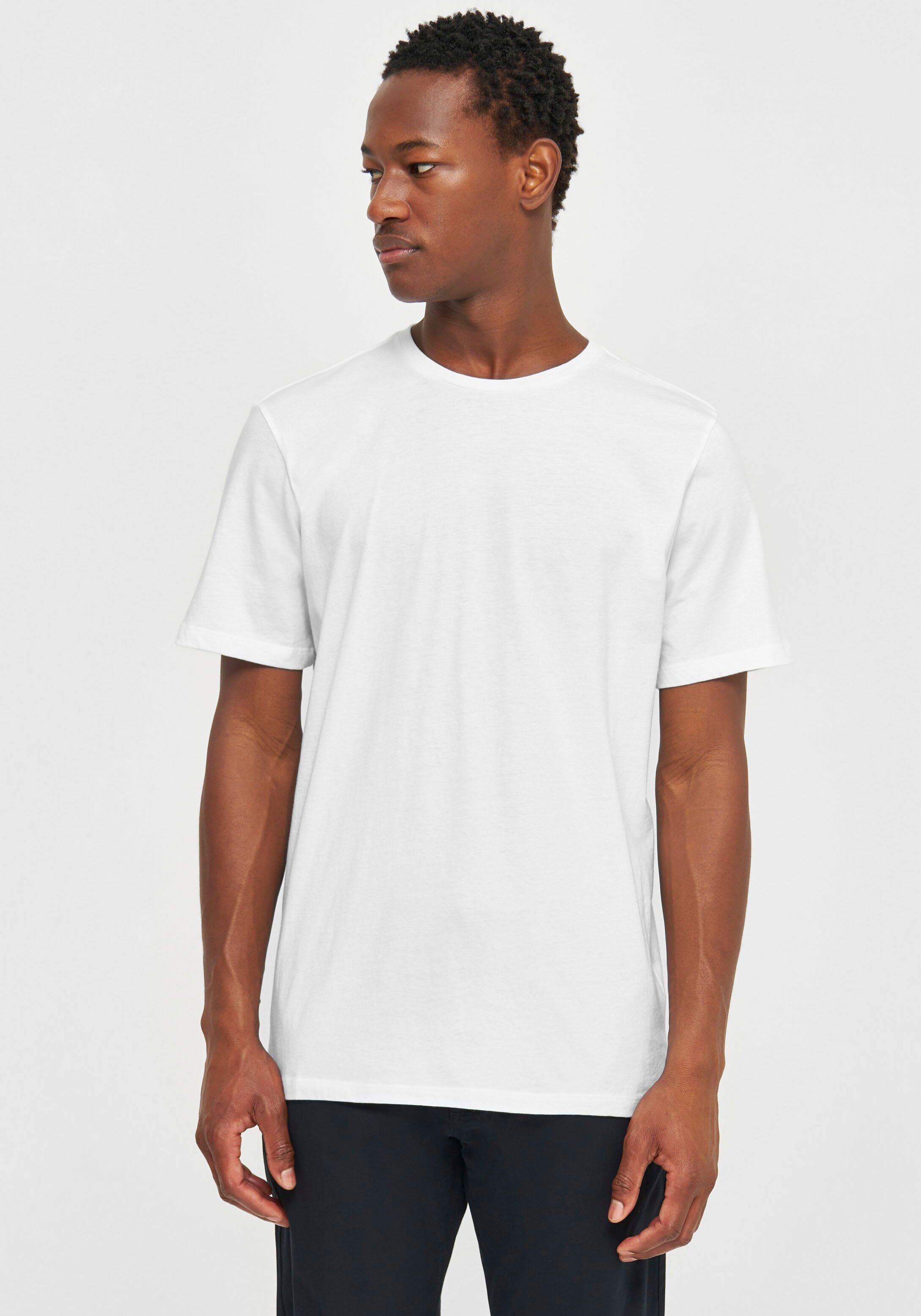 KnowledgeCotton Apparel T-Shirt Basic Shirt in gerader Passform Bright White