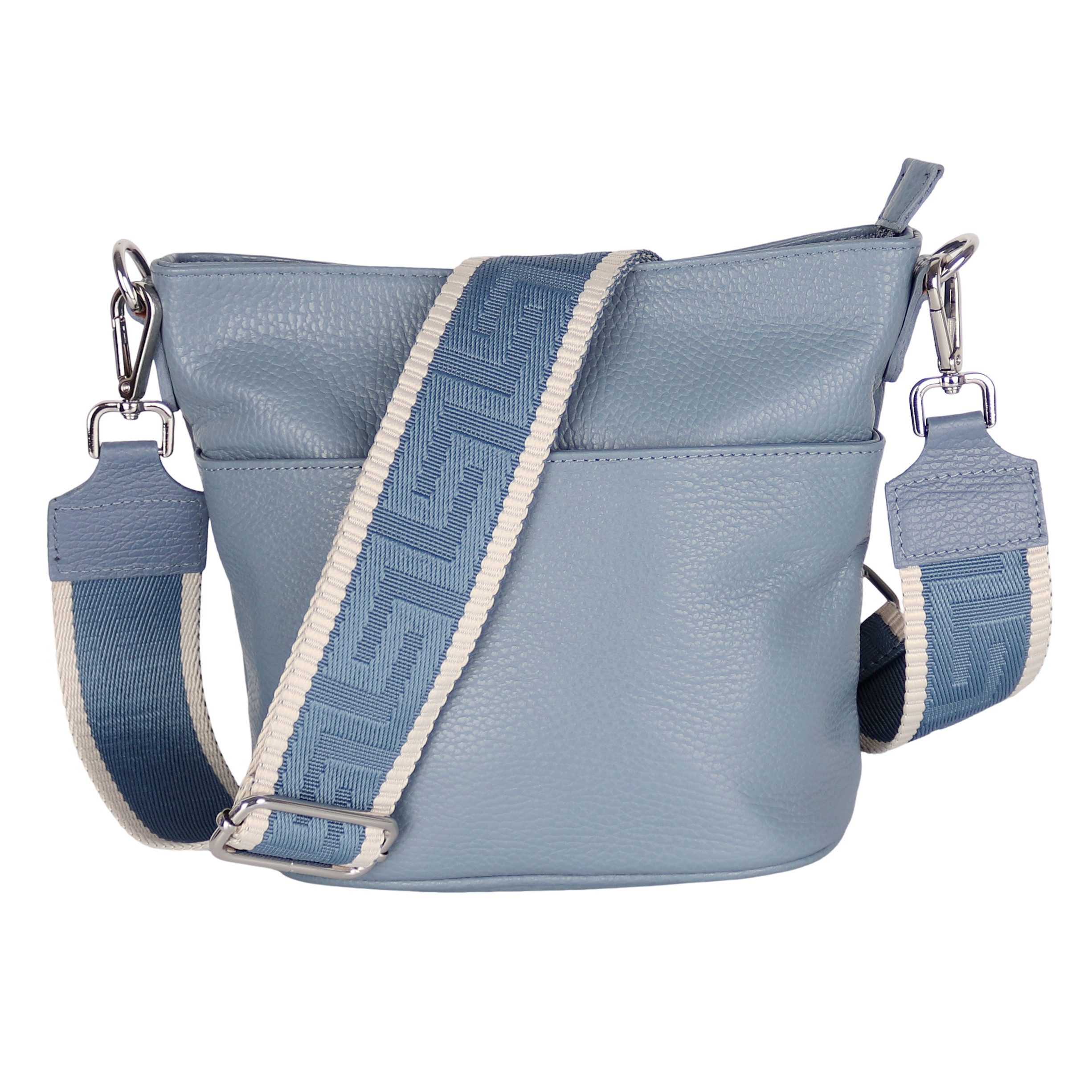 MIRROSI Umhängetasche Damen, Crossbody Bag, Echtleder Made in Italy (1 Tasche 2 Gurte oder Basic Version 1 Tasche 1 Gurt), 24x18x12cm (BXHXT)