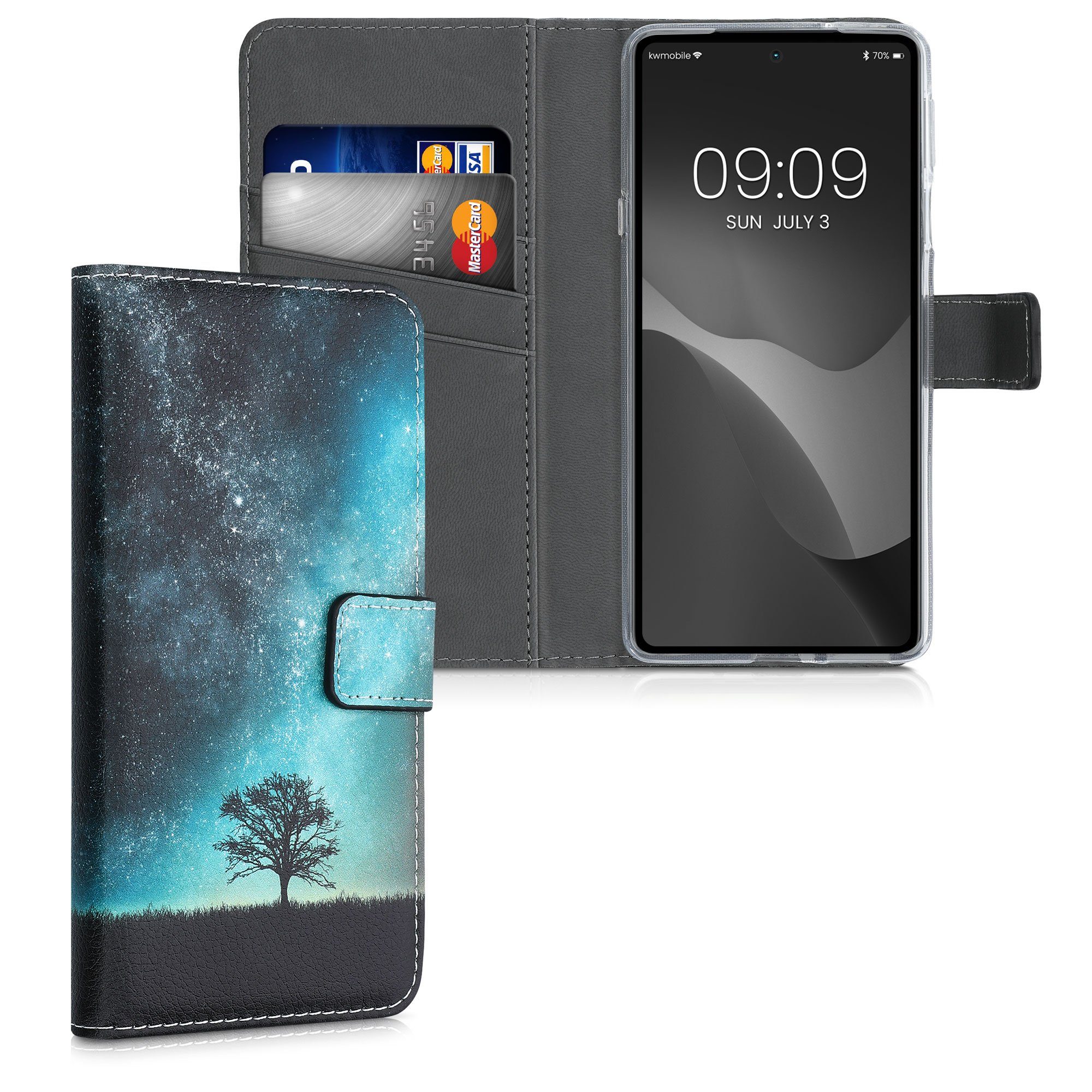 kwmobile Handyhülle Wallet Case für Motorola Edge 30 Pro / Edge Plus 2022 / Edge X30, Hülle mit Ständer Kartenfächer - Handyhülle