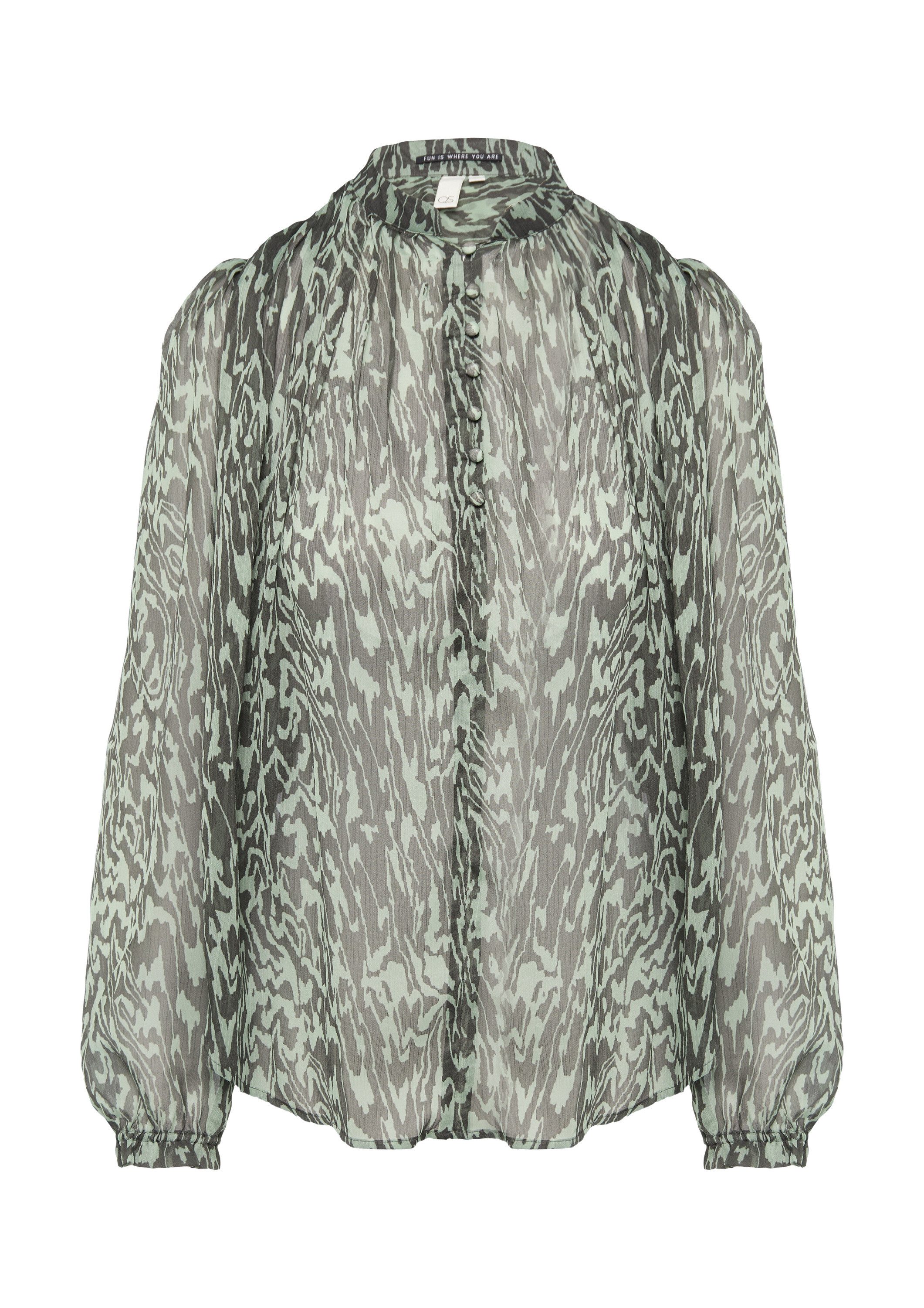 QS Langarmbluse Bluse Transparente Bluse mit All-over-Print günstig online kaufen