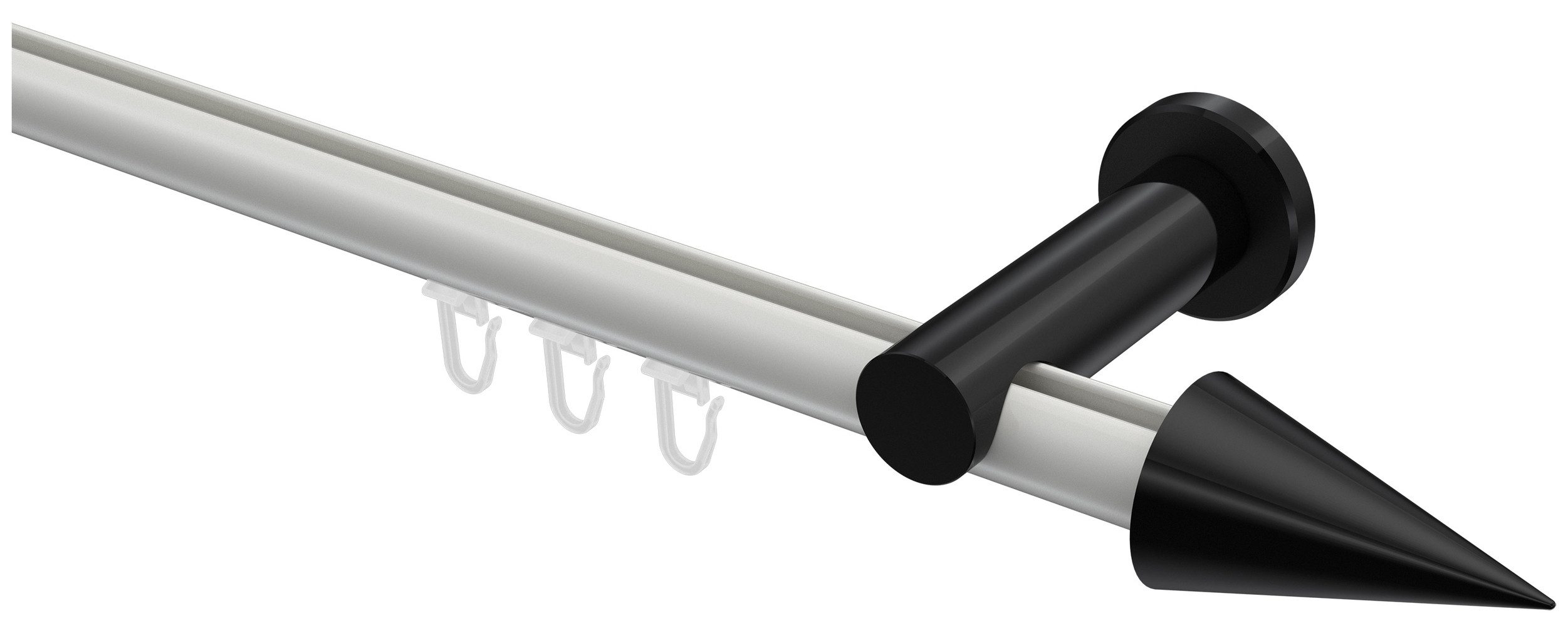 INTERDECO Innenlaufschiene Platon Savio, Ø 20 mm, 1-läufig, Fixmaß, kürzbar, Wandmontage, Aluminium, Weiß / Schwarz / Bicolor