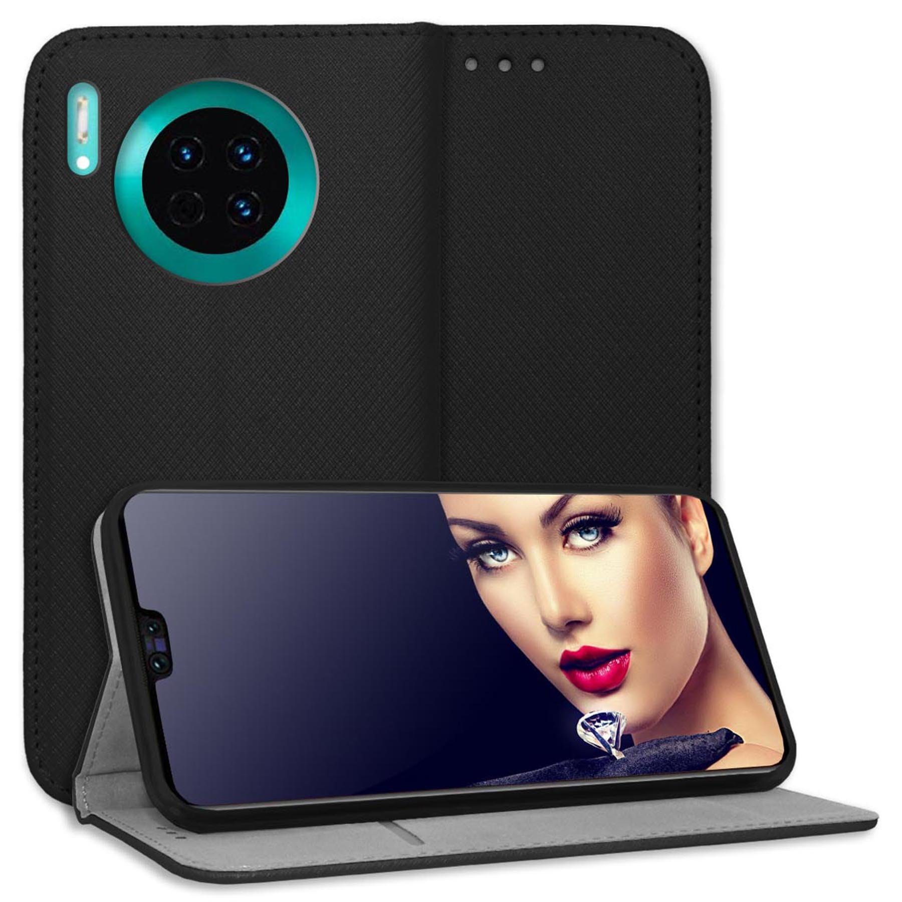 mtb more energy Smartphone-Hülle Smart Magnet für Huawei Mate 30, Schwarz, Bookstyle Klapphülle Cover Wallet Case aus Kunstleder