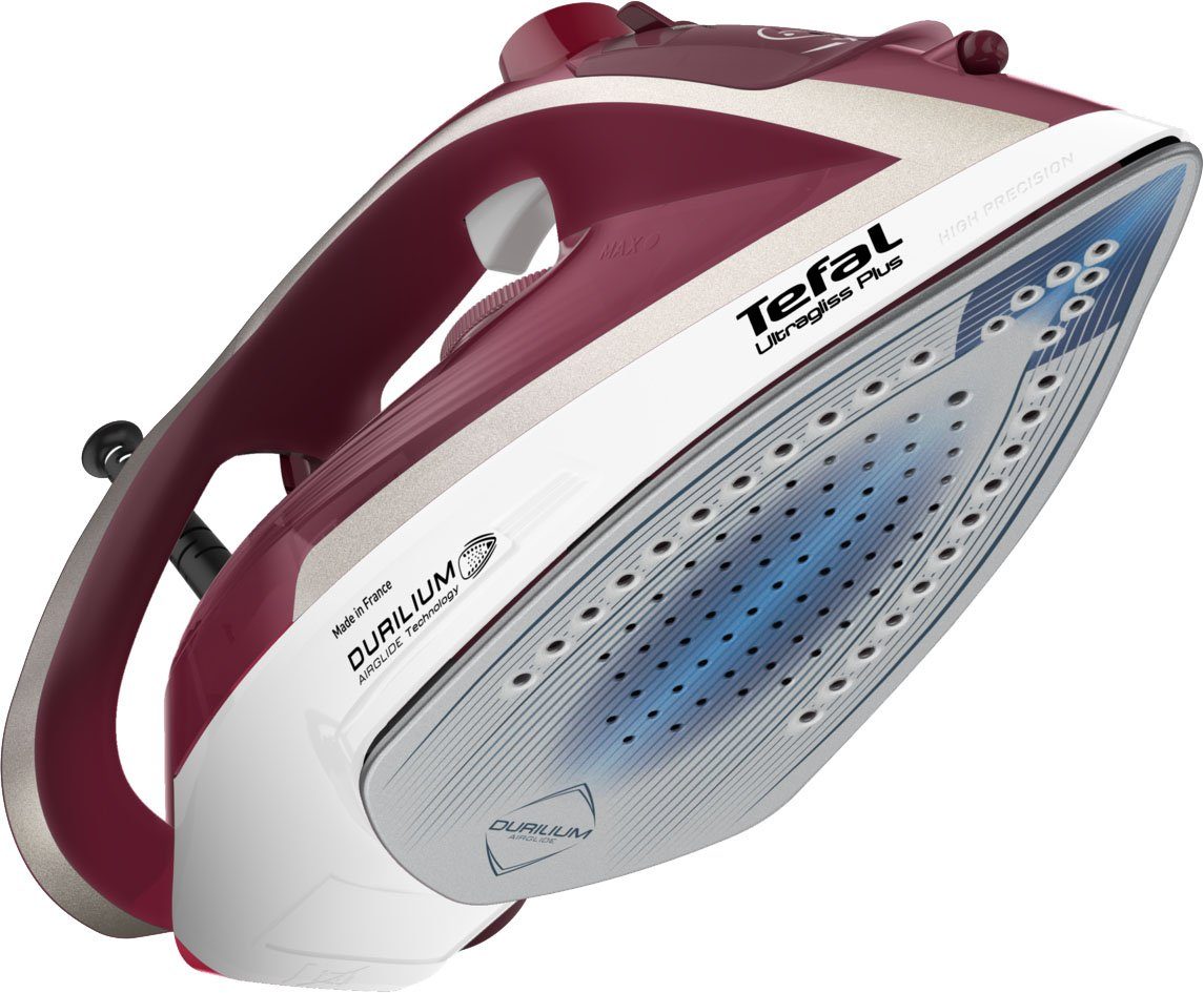 Tefal Dampfbügeleisen Ultragliss Plus, 2800 Watt, Dampfstoß: 250 g/Min., kurze Aufheizzeit, 2800 W, Eco Mode, kratzfeste Bügelsohle, dunkelrot/silber, FV6810 – Bild 2 von 5