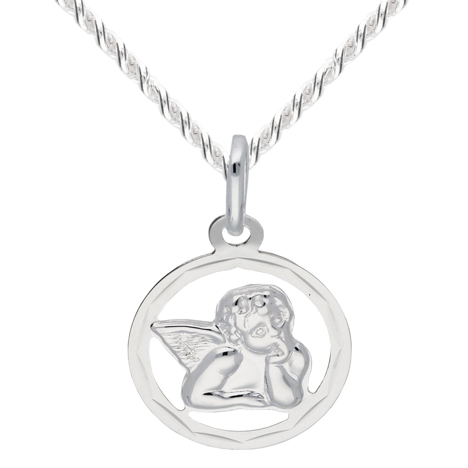 LÖB Kette mit Anhänger 925 Silber Halskette Kette Schutzengel Ring Engel Anhänger Taufkette (Geschenke für Frauen Damen Beste Freundin Mutter Mama Ehefrau Oma sie zum Geburtstag Schmuck Sommer), Zur Heiligen Taufe Taufanhänger Engelsflügel Kommunion Firmung