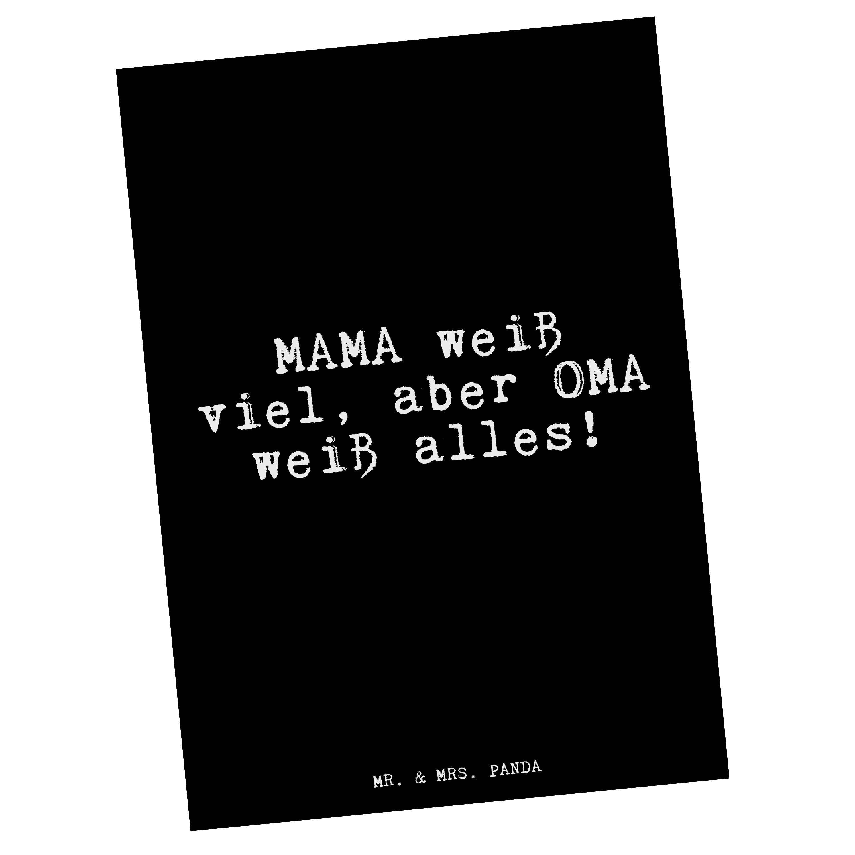 Mr. & Geschenk, Panda Mama, aber... Postkarte Geschenk Mrs. Einladun weiß MAMA Schwarz - viel, 