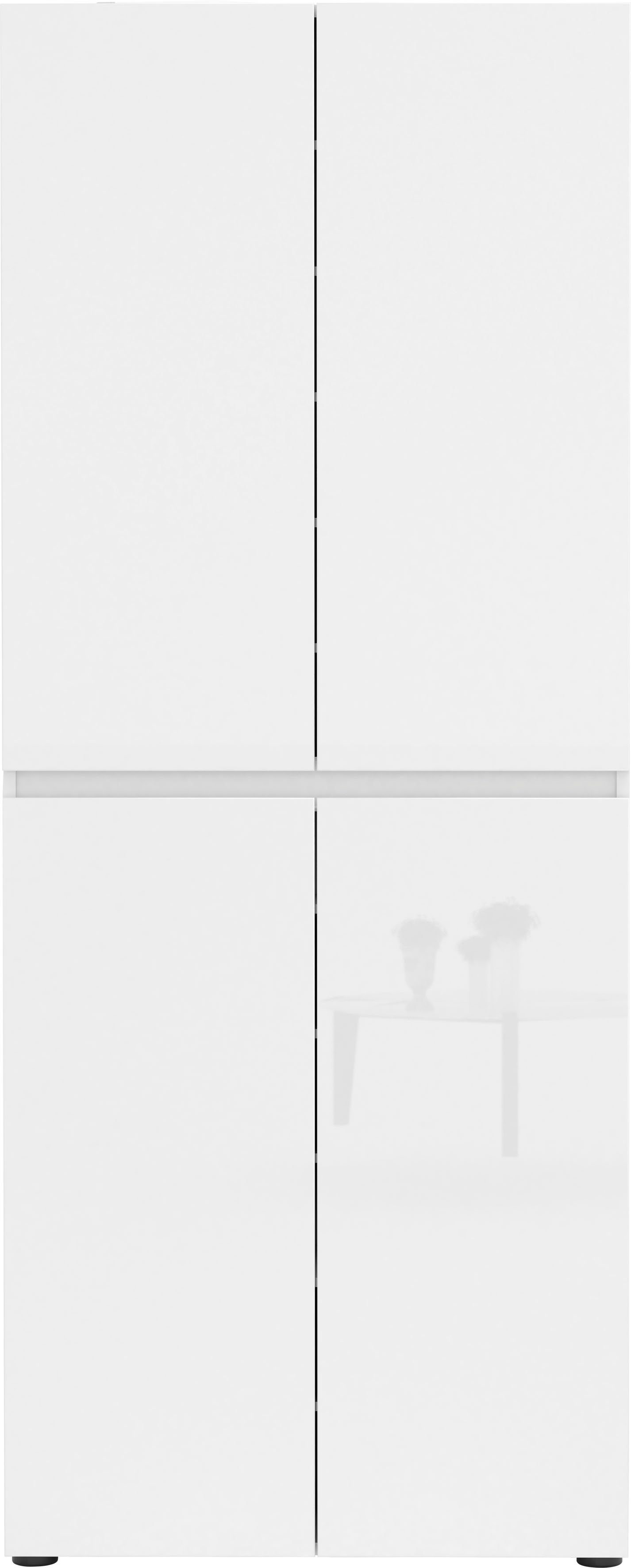 Home affaire Schuhschrank MISTER- Schuhregal, Made in Italy, 12 Fächer, 10 Einlegeböden Hochglanz lackiert,Breite 80 cm, Höhe 200 cm, 4 Türen, wendbare Blende – Bild 4 von 5