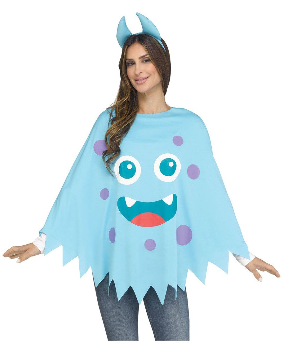 Umhang Monster Poncho in Blau als Halloween Kostüm