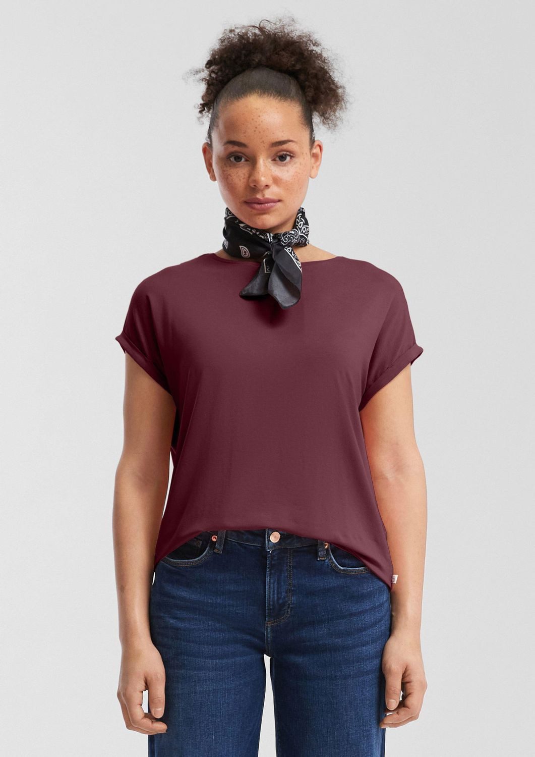 QS T-Shirt Loose Fit-Shirt im Lyocellmix Fledermausärmel günstig online kaufen