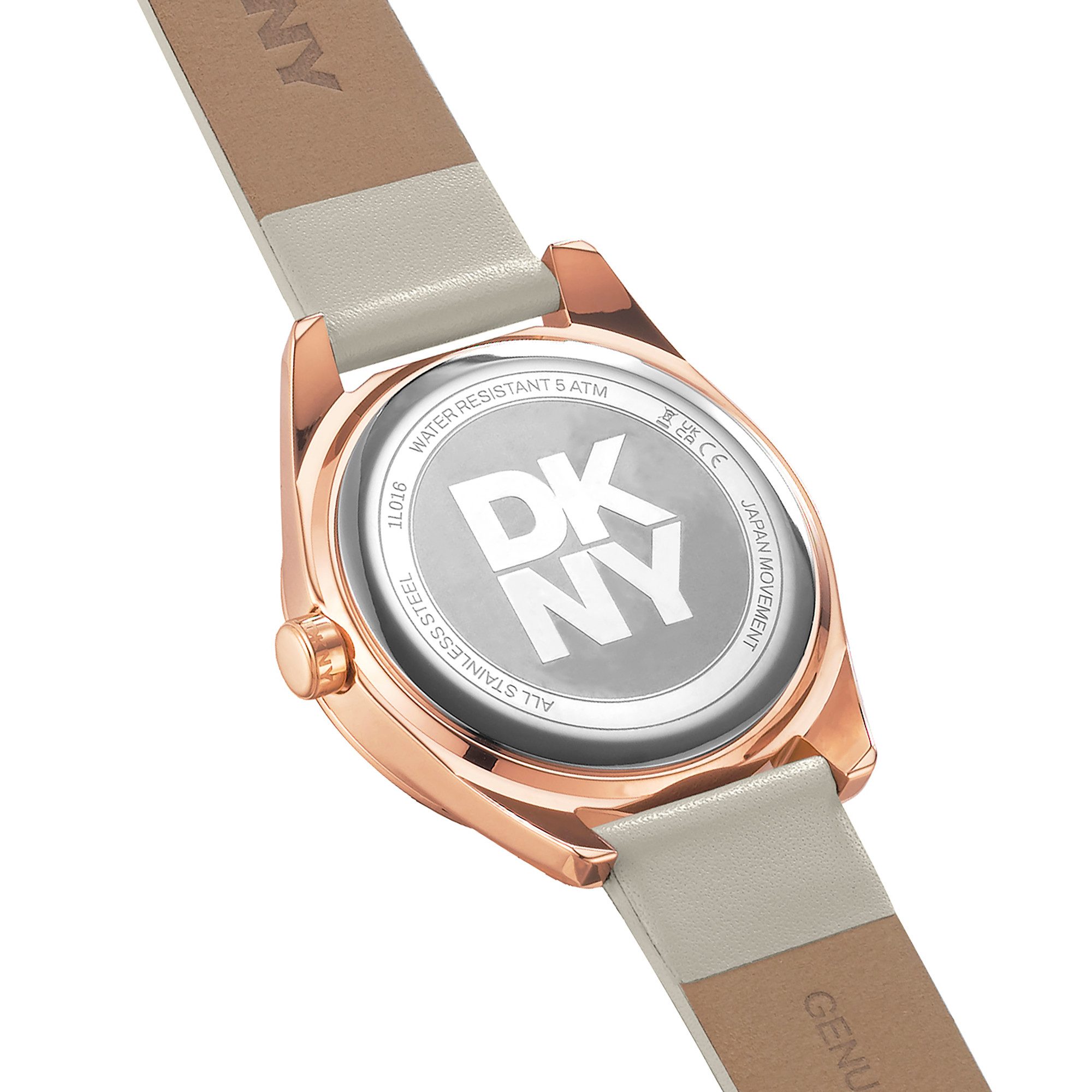 DKNY Quarzuhr Chambers Midi DK1L016L0035, Armbanduhr, Damenuhr, Lederarmband, analog