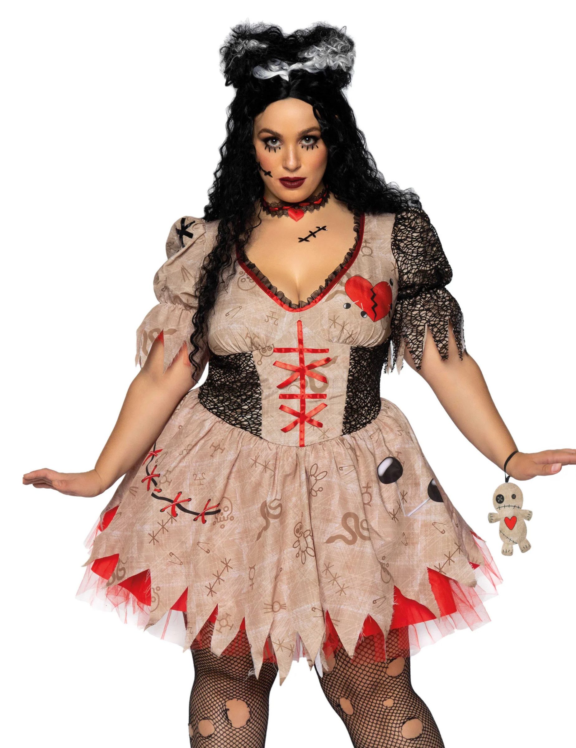 legavenue Monster-Kostüm Voodoo-Kostüm für Damen in Übergröße Halloween-Kostüm braun-rot