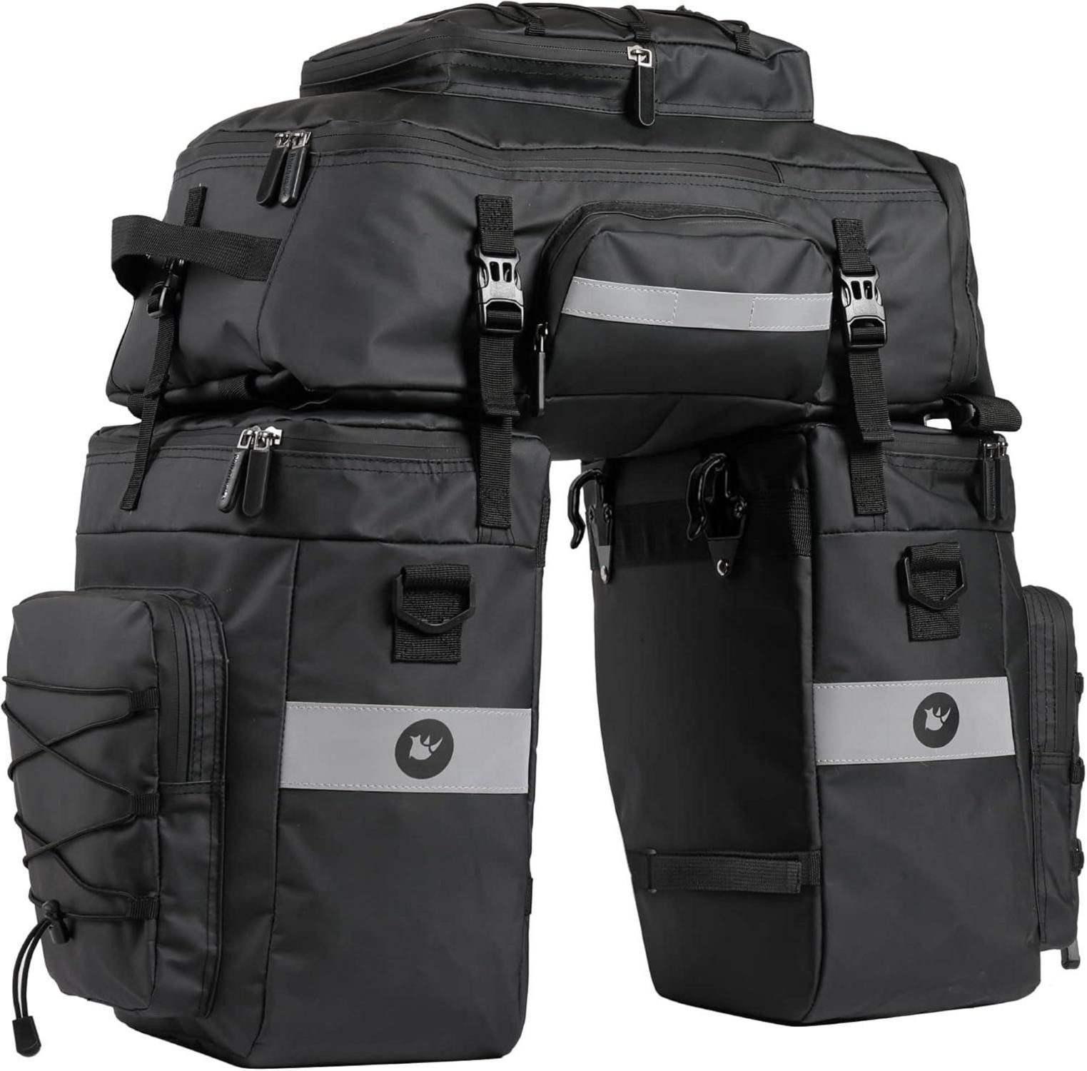 Fahrradständer Fahrradtasche 3-in-1 wasserdicht Gepäckträger 75L Rucksack Schwarz