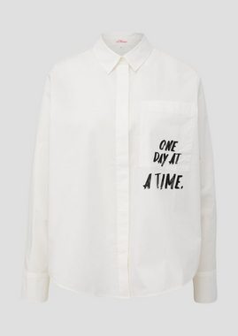 s.Oliver Langarmbluse Popeline-Bluse aus Baumwolle Stickerei