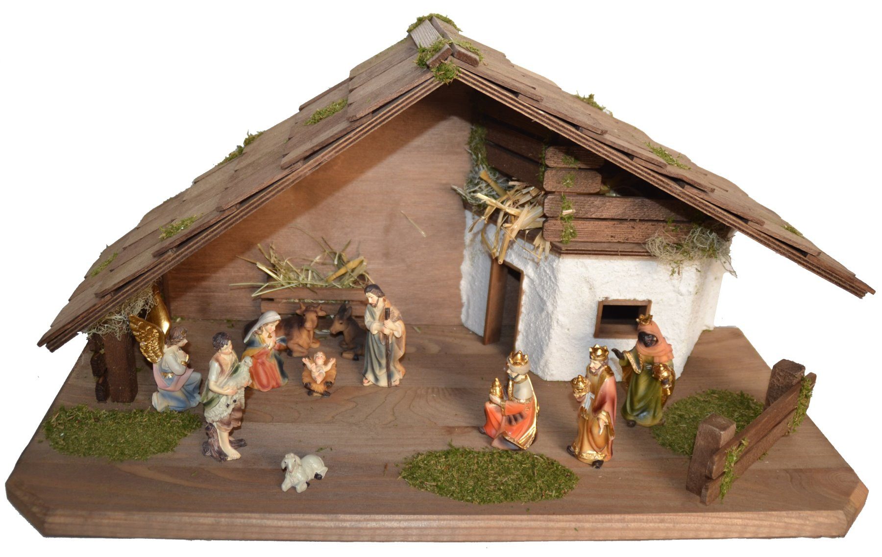 Alfred Kolbe Krippe Krippenstall, mit 9 cm Poly-Figuren 11tlg.