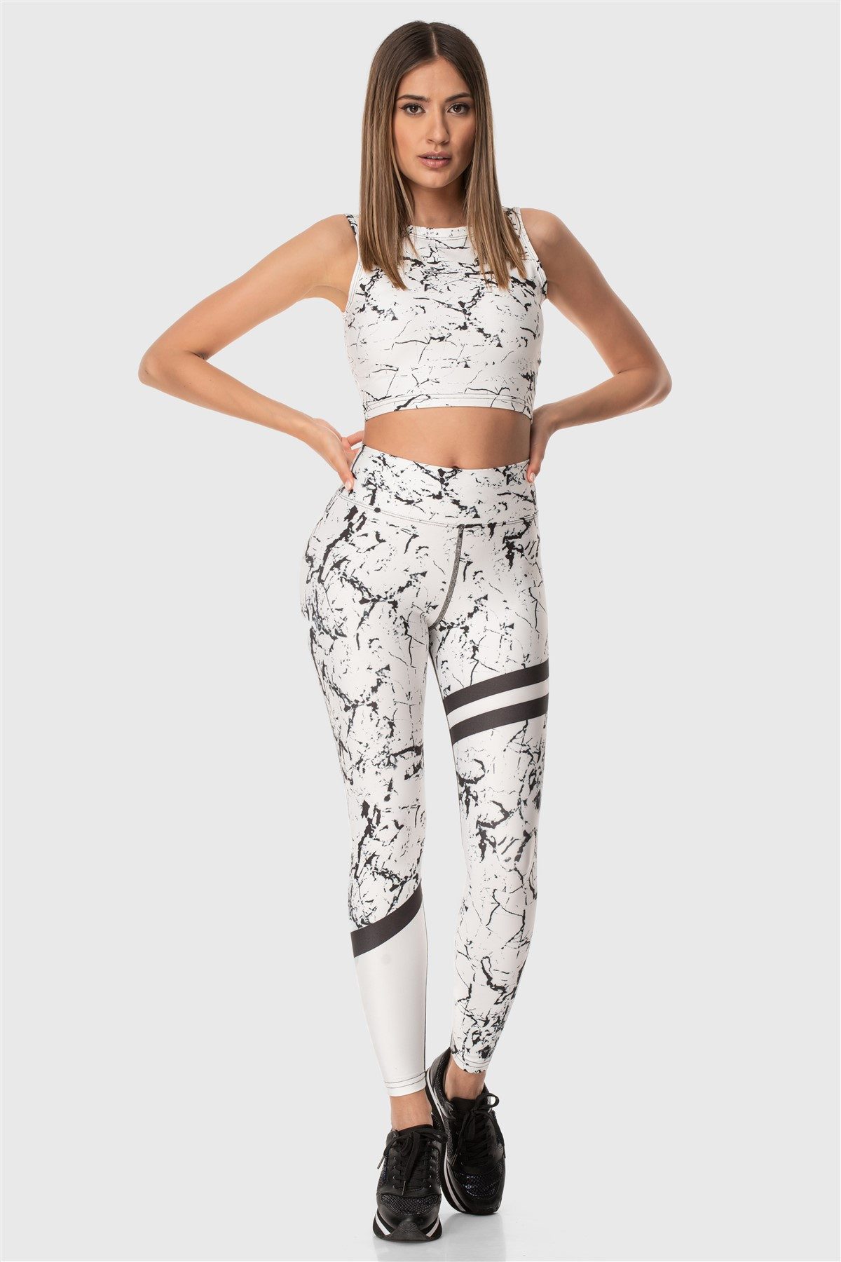 Superstacy Leggings Stripe Leggings mit Marmor Muster