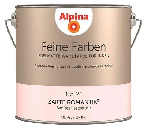 Alpina Wand- und Deckenfarbe Feine Farben No. 24 Zarte Romantik®, Sanftes Pastellrosé, edelmatt, 2,5 Liter Zarte Romantik No. 24