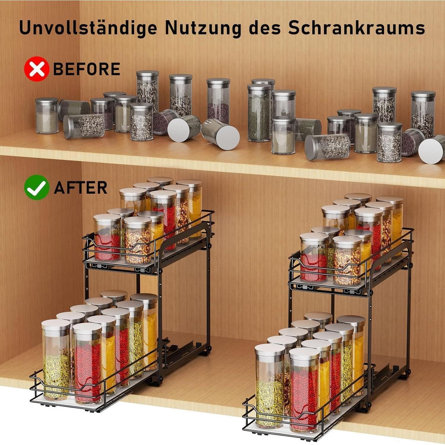 MAYZOLOP Gewürzregal Gewürzregal Ausziehbar Organizer Küche Metall Oberfläche Sprühlackiert