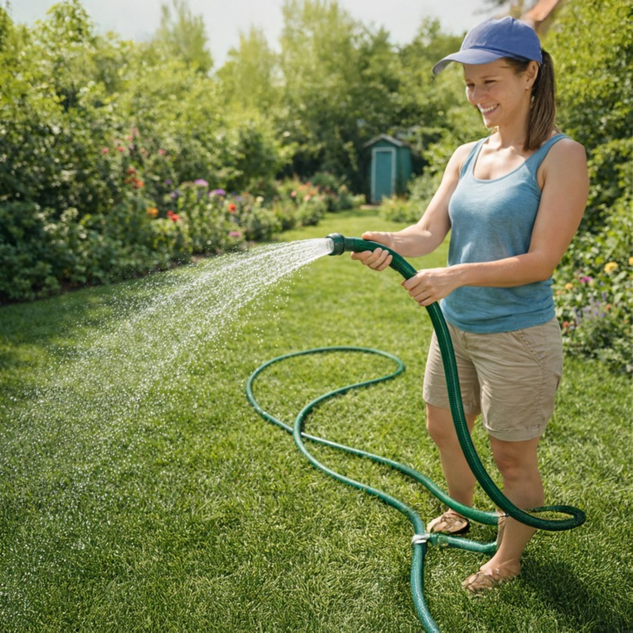 Realb2b Gartenschlauch Gartenschlauch 30m 1/2 Zoll Bewässerungsschlauch Knickschutz Grün, UV-beständig, Algenresistent / Knickarm, (Gartenschlauch Set 3-lagig m – Bild 4 von 5