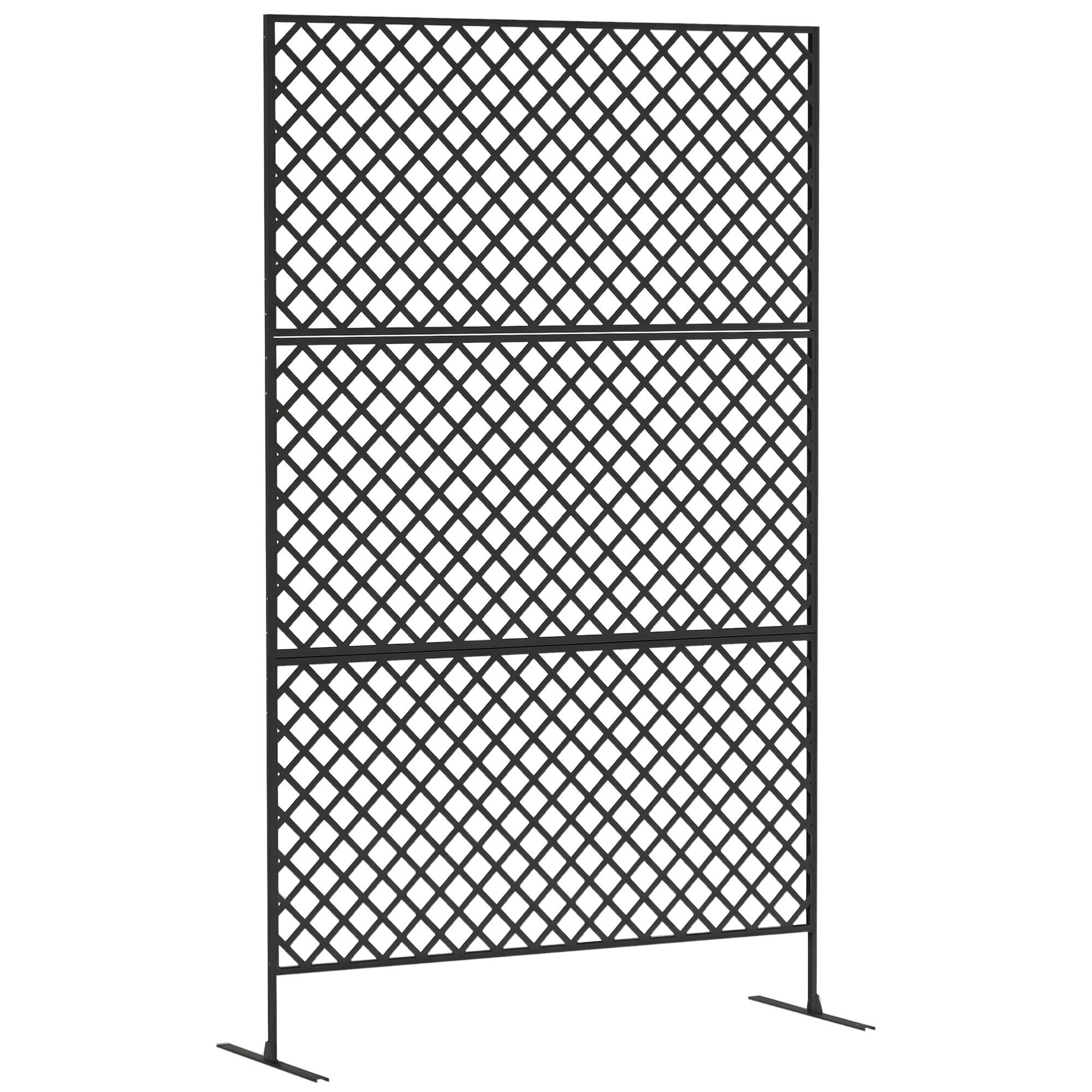 Outsunny Paravent 3-teilig 122 x 198 cm Freistehend Sichtschutz (Raumteiler, 3 St., Trennwand), aus Stahl, für Garten, Balkon, Terrasse, Schwarz – Bild 2 von 5