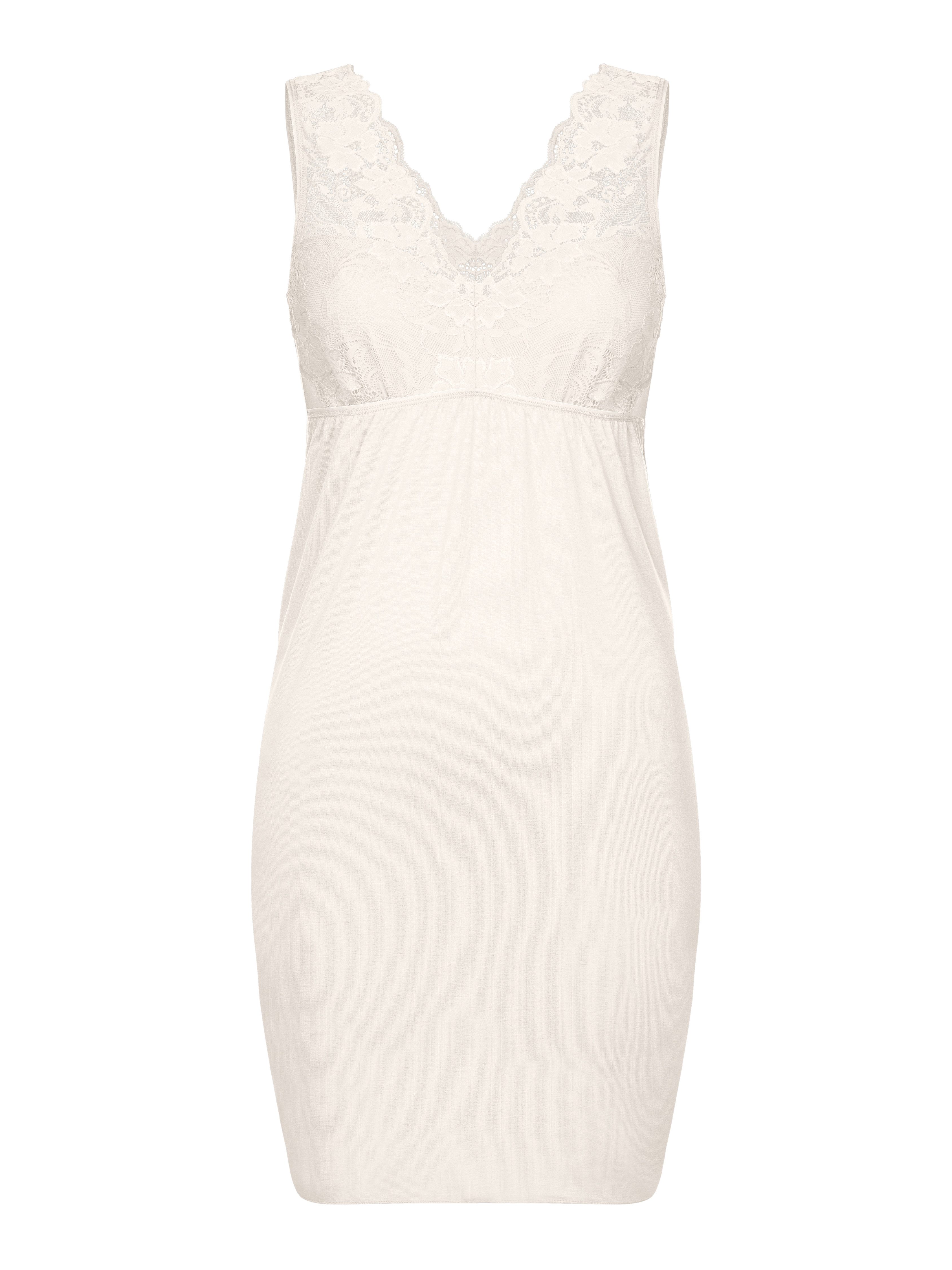 Donna Negligé Nachthemd mit floraler Spitze transparenter Spitzeneinsatz im Rücken, weicher Viskose-Mix