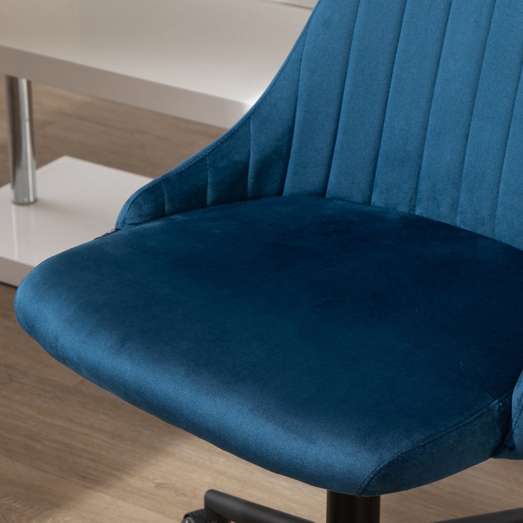 Vinsetto Bürostuhl Bürostuhl St), mit (Bürostuhl 1 Samtartiges Rückenlehne, Drehstuhl Blau Liniendesign Ergonomisches Polyester