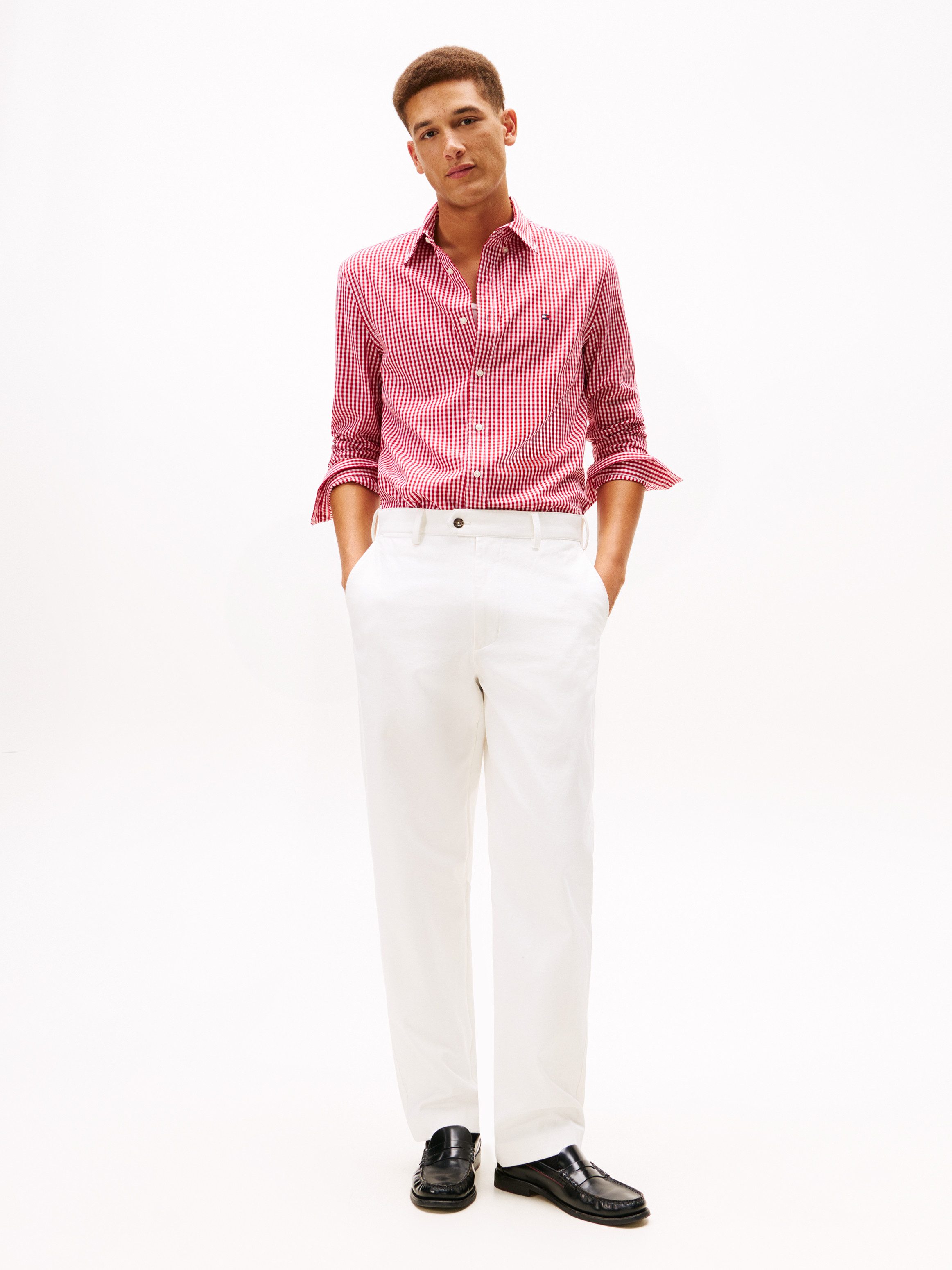 Tommy Hilfiger Langarmhemd FLEX POPLIN BIG GINGHAM regular fit, Button-down-Kragen