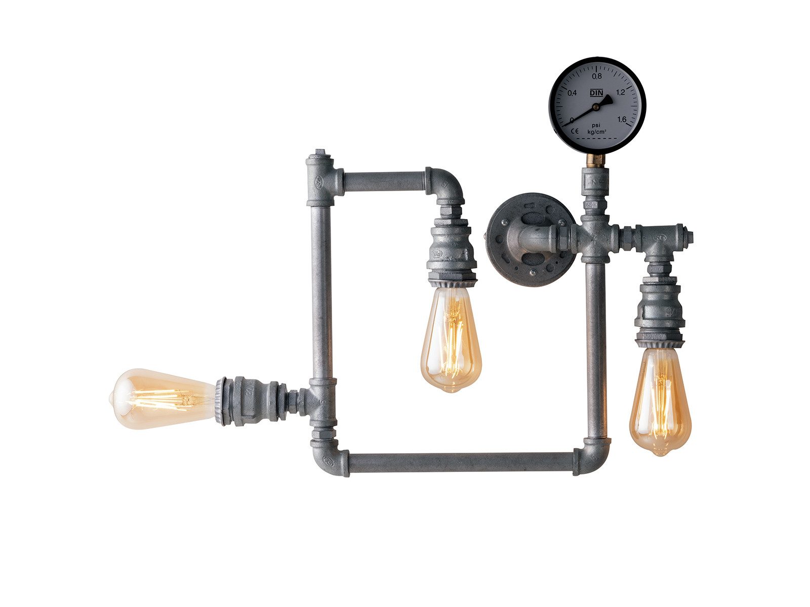 Luce Ambiente Design LED Wandleuchte, LED wechselbar, warmweiß, innen, ausgefallene Treppenhaus Industrial Rohr Lampe flach Grau, 46cm