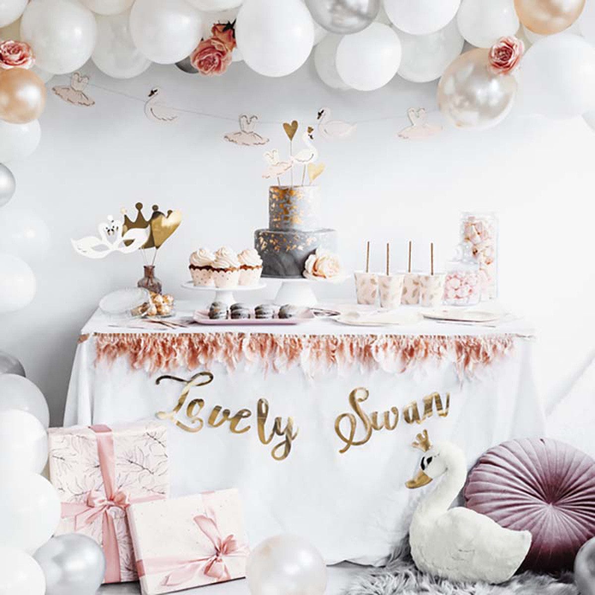 partydeco Hängedekoration Servietten Schwan Lovely 20Stk/33x33cm