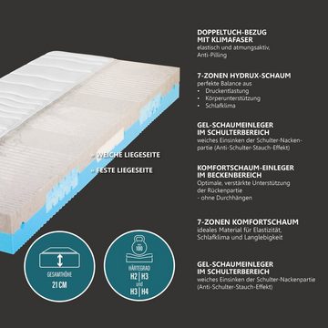 Komfortschaummatratze 2 Dreams, Testsieger H&G Test 3/2021* mit soften Gelschaumeinlegern, Beco, 21 cm hoch