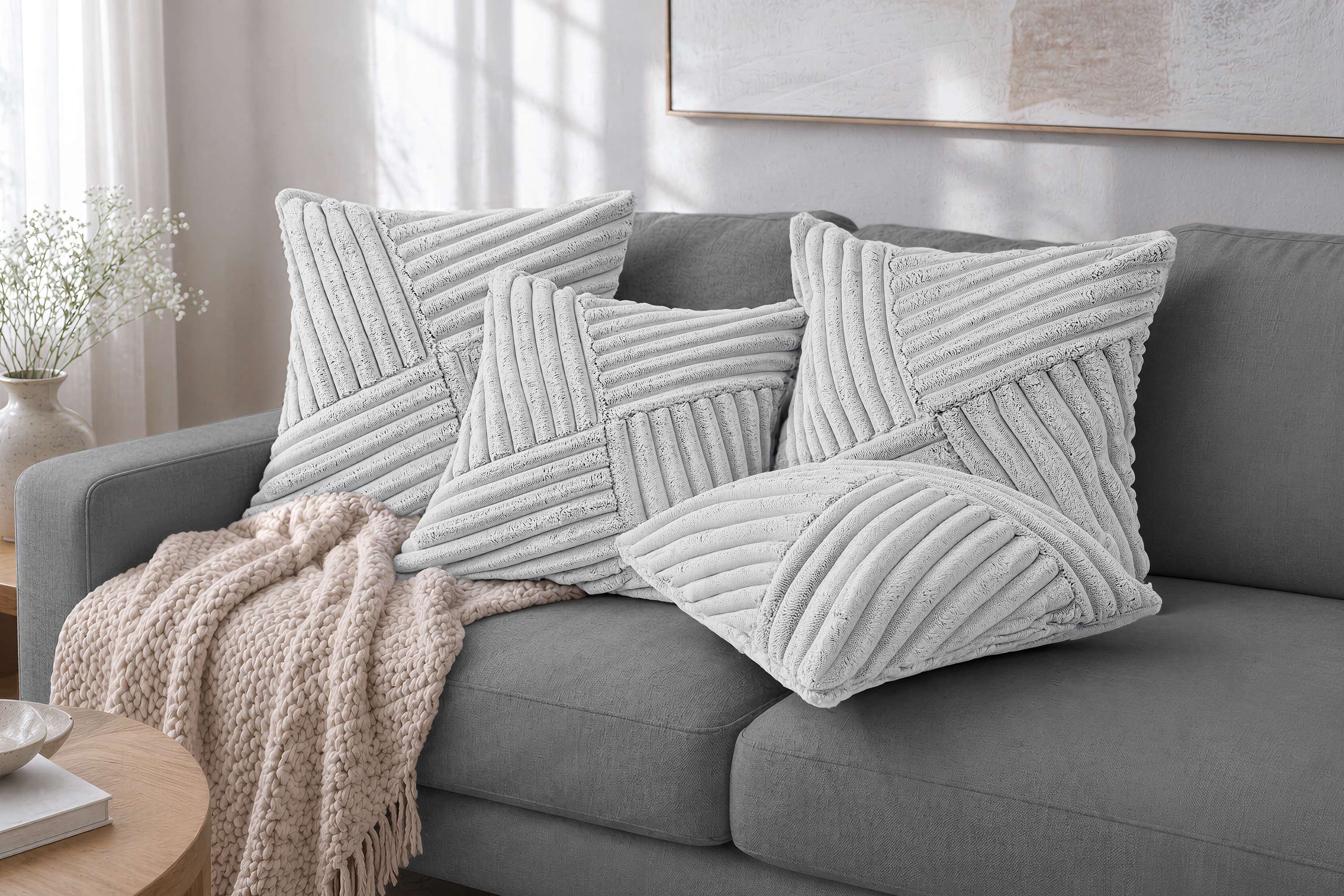 Amilian Kissenbezüge 4er Set Kissenhüllen dekorativ weich für Sofa & Couch, Kissenbezug für Dekokissen Zierkissen Kissen