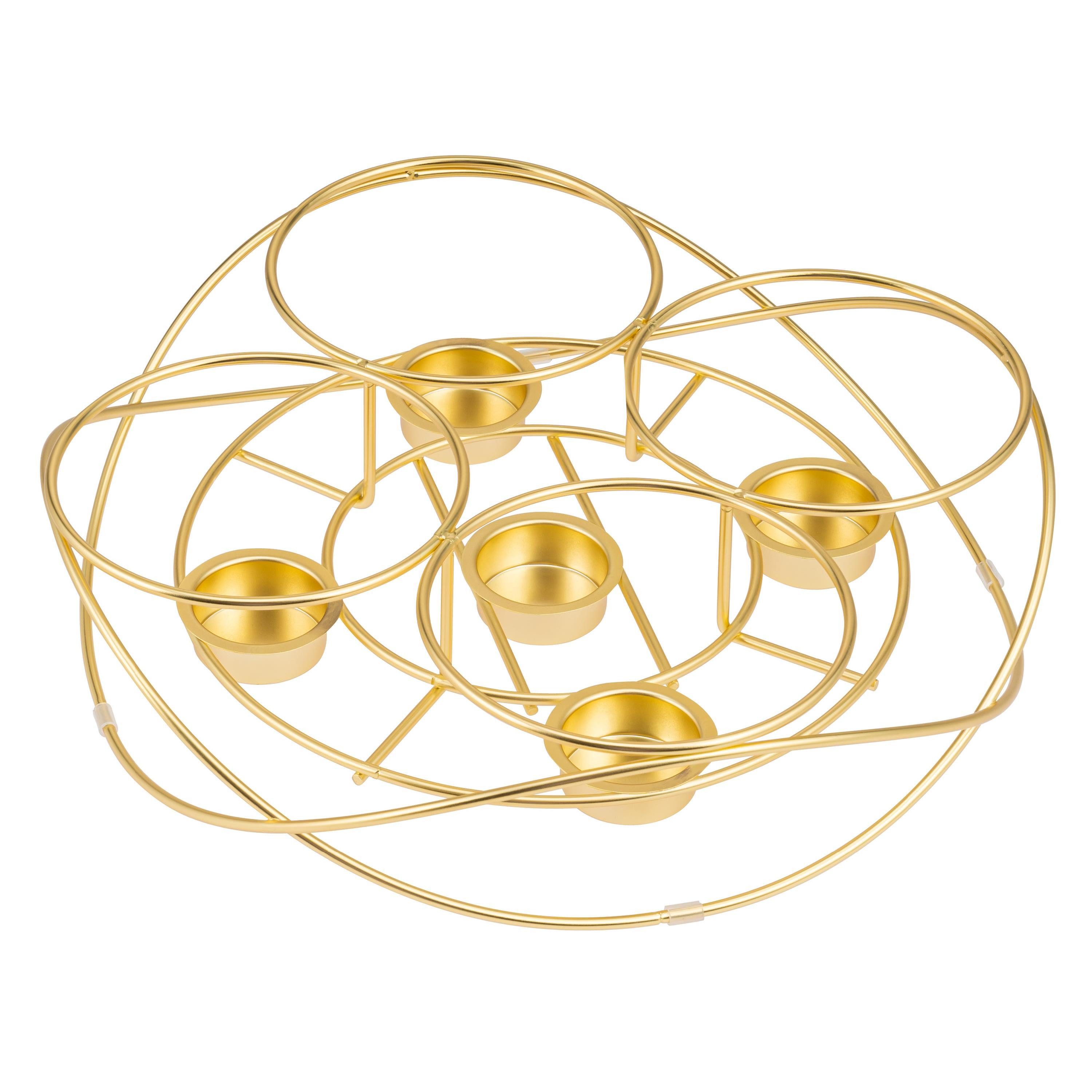 bremermann Speisenwärmer Speisenwärmer, für 5 Teelichter, runde Warmhalteplatte, gold, (1-tlg)