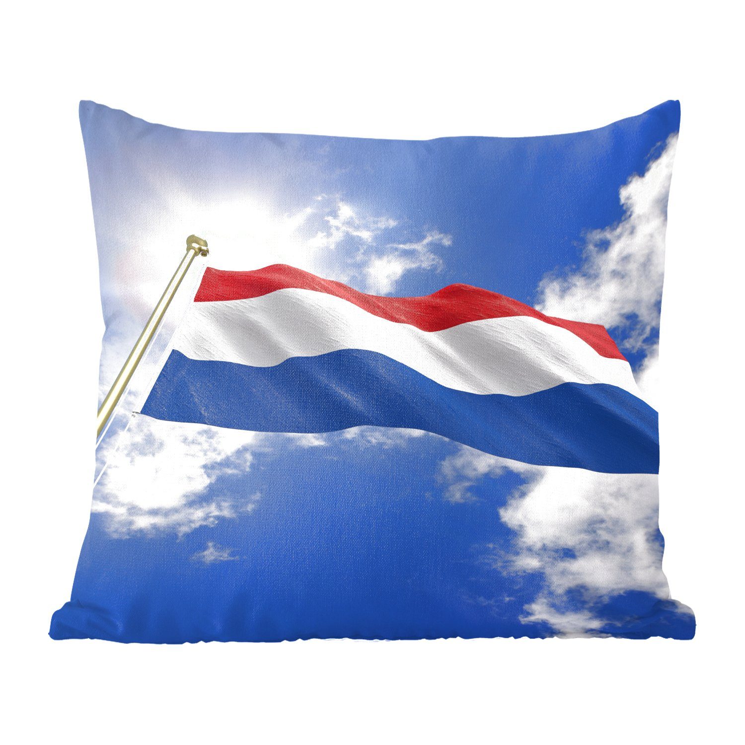 Himmel, für Niederlande Zierkissen Sofakissen Deko, der Füllung mit am Wohzimmer, Die Flagge weht Dekokissen Schlafzimmer, MuchoWow