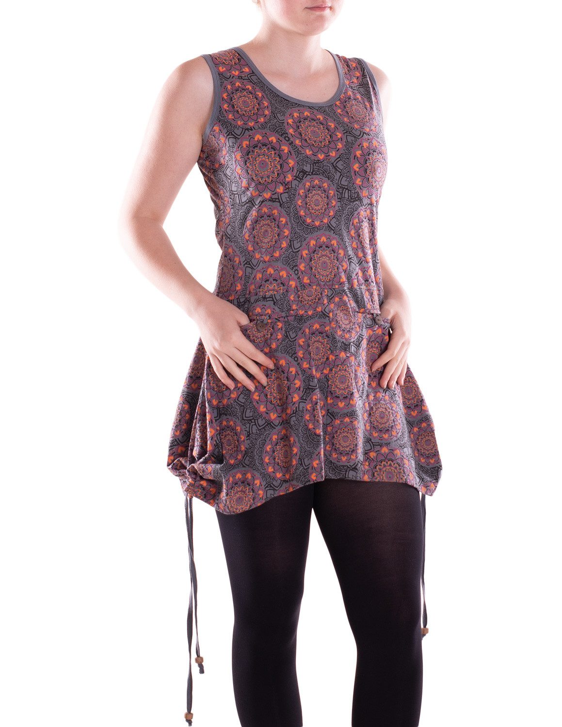 Vishes Sommerkleid Damen Mini-Kleid Baumwolle geometrisches Muster mit Taschen Alternative Bekleidung, Ethno, Hippie, Retro Style