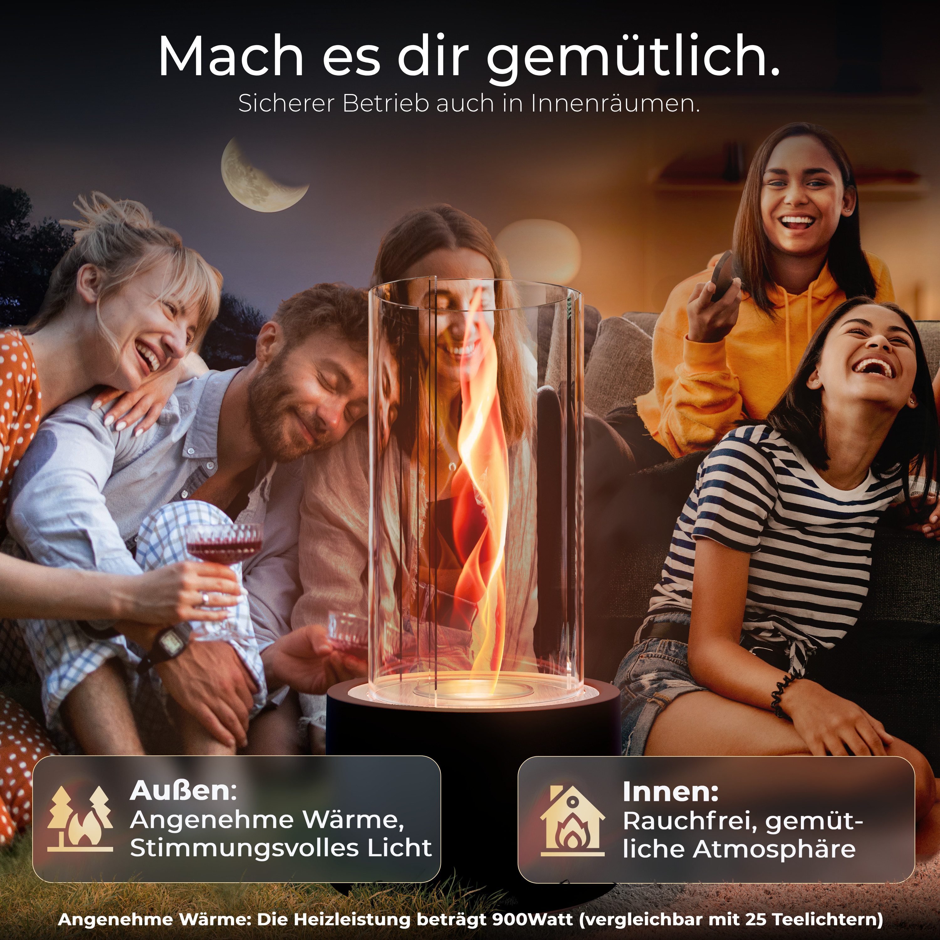 FIRELL Tischfeuer Ethanol Tischkamin Indoor & Outdoor Echtfeuer-Dekokamin (aus massivem Beton, Komplett-Set), Verstellbare Flamme, 2h Brenndauer, Patentierte Wi – Bild 4 von 5