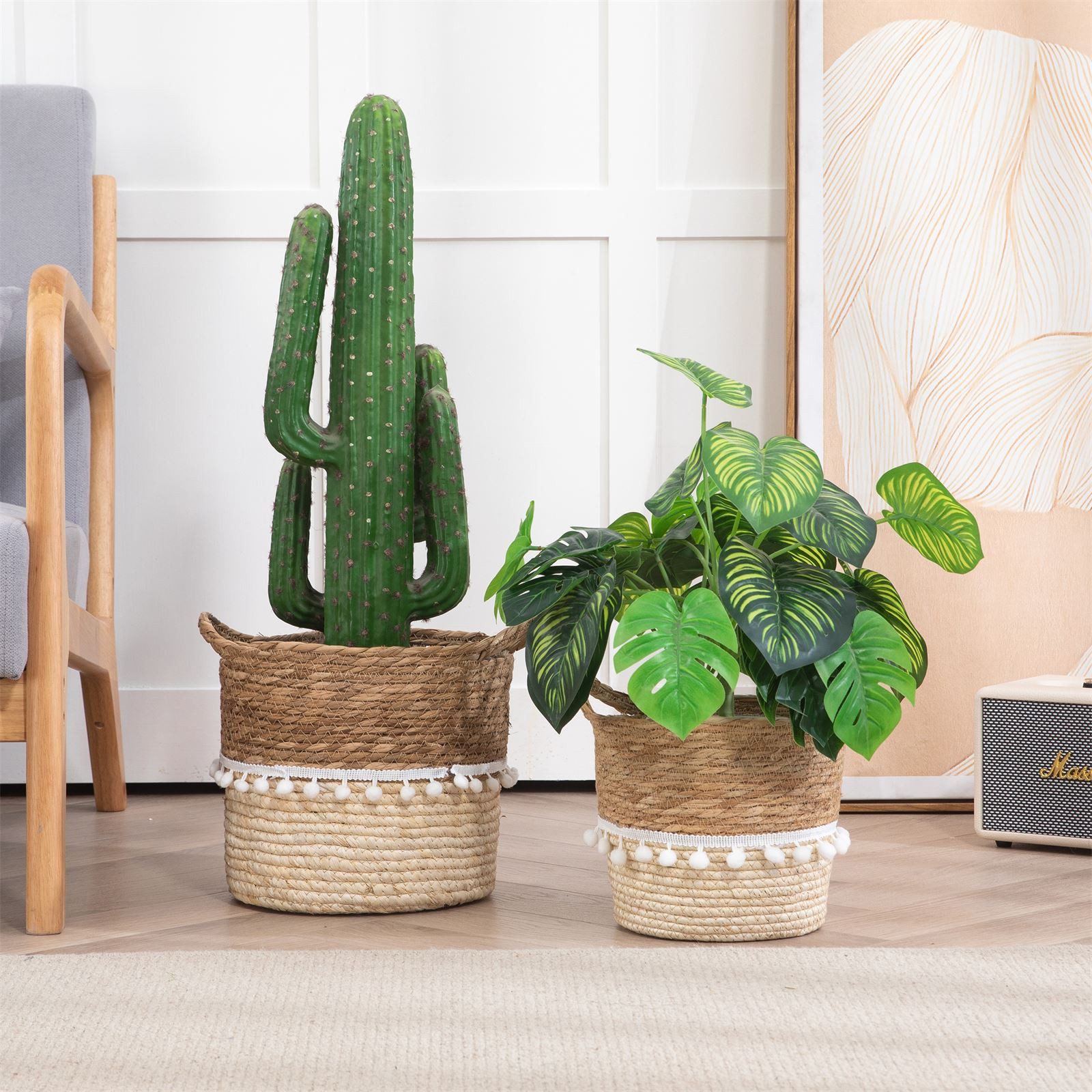 IDIMEX Übertopf LINI, Pflanzkorb im 2er Set Blumentopf aus Seegras mit Folie braun/natur