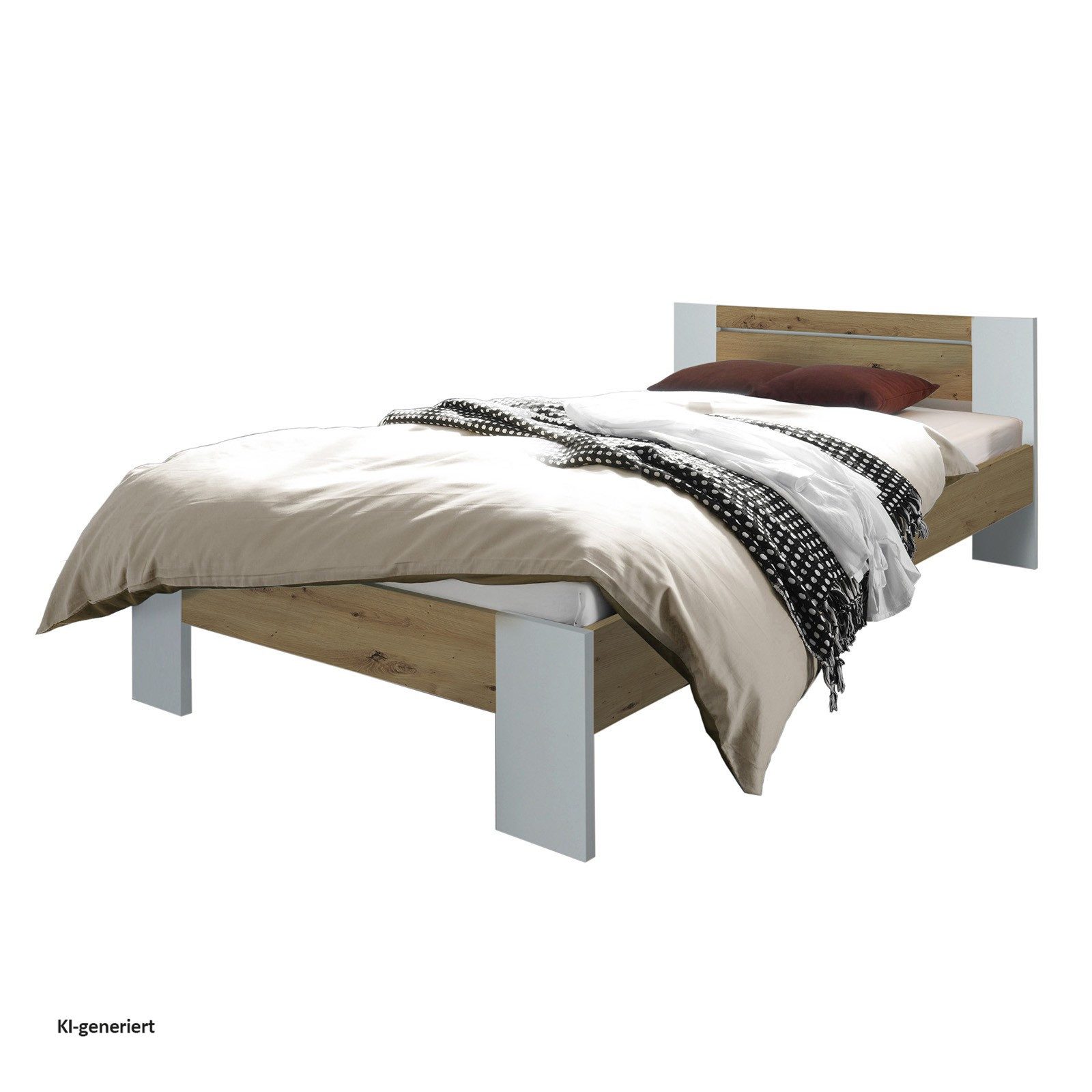 HTI-Living Futonbett Futonbett 140 x 200 cm Weiß/Artisaneiche (Stück, 1-tlg., 1 Bett ohne Lattenrost und Matratze), Bettgestell