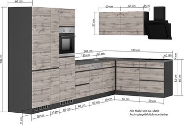 Kochstation Küche KS-Riesa, Stellbreite 390/180 cm, ohne E-Geräte