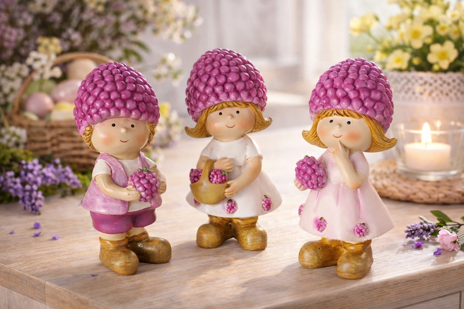 MF Dekofigur Rubinia Beerenkinder Figuren 3er Set Lila (3 St)