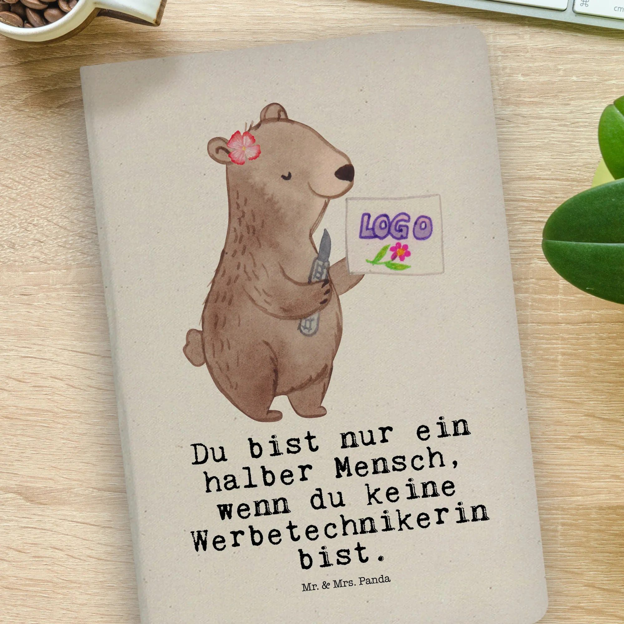 Thumbnail - Mr. & Mrs. Panda Notizbuch Werbetechnikerin Herz - Transparent - Geschenk, DIN A4 Notizbuch Büro Mr. & Mrs. Panda, Kreat...