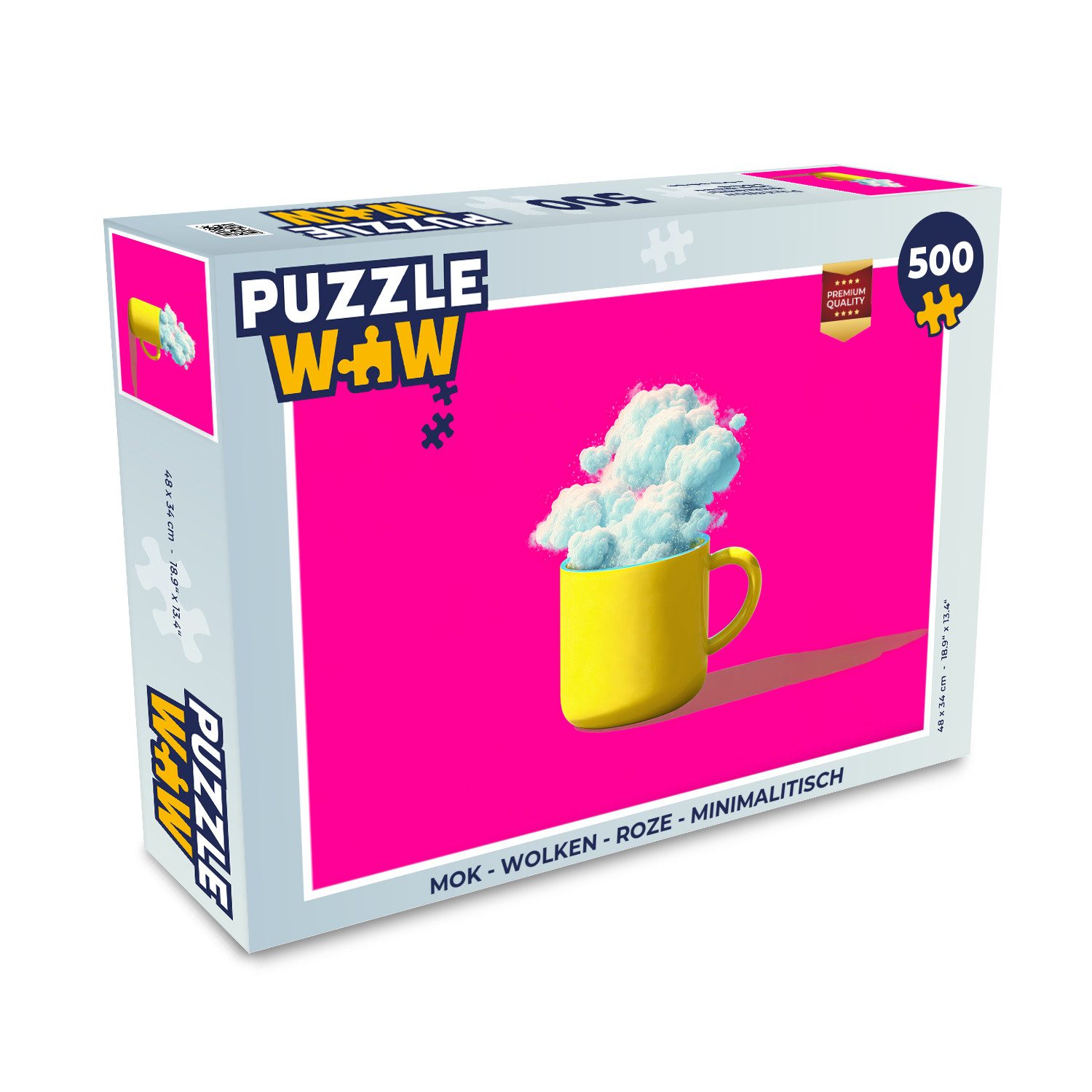 MuchoWow Puzzle Becher - Wolken - Rosa - Minimalistisch, 500 Puzzleteile, Foto-Puzzle, Bilderrätsel, Puzzlespiele, Spielzeug